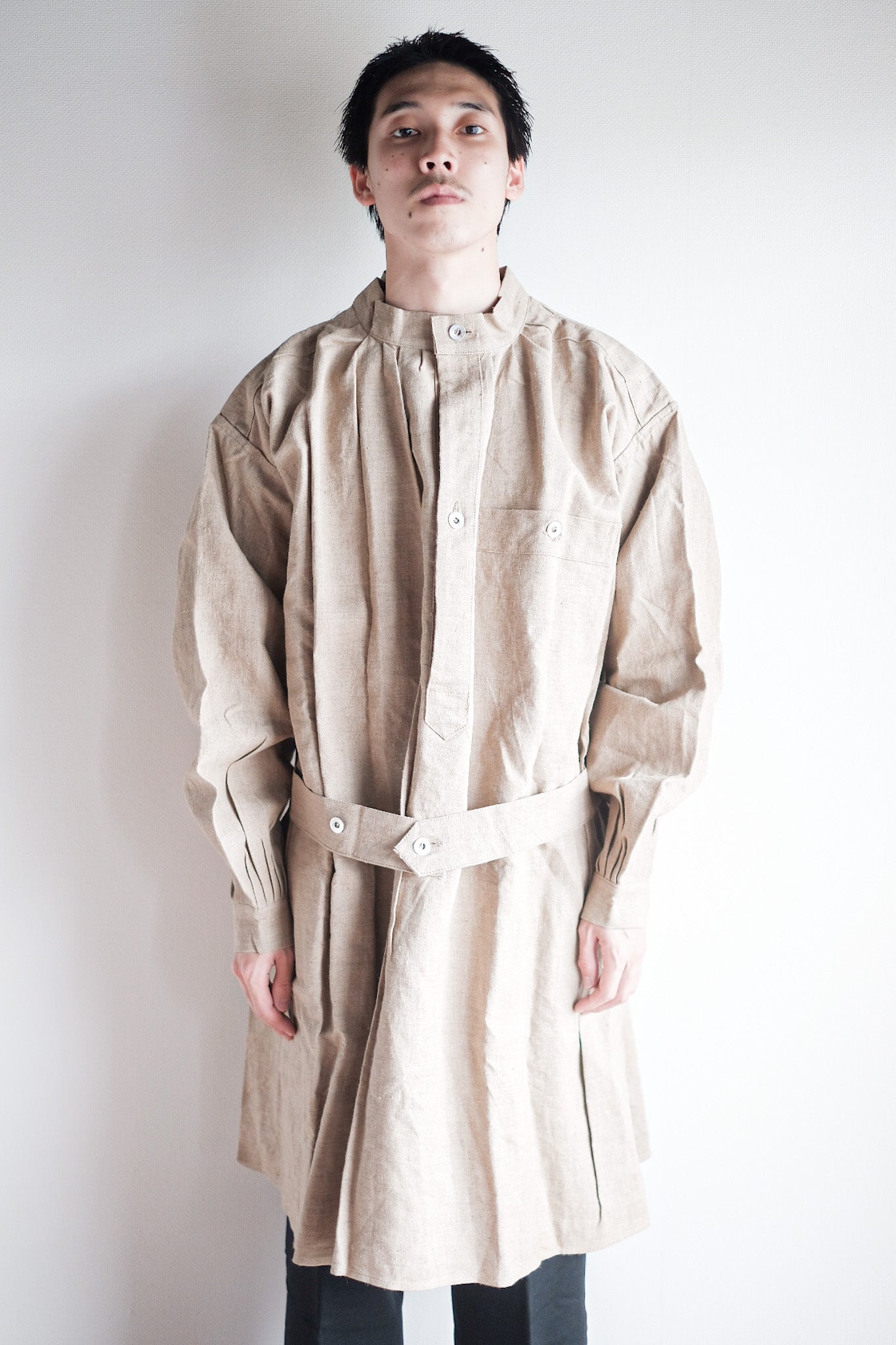 ［~50's］French Army Bourgeron Linen Smock Hospital Military "Dead Stock"