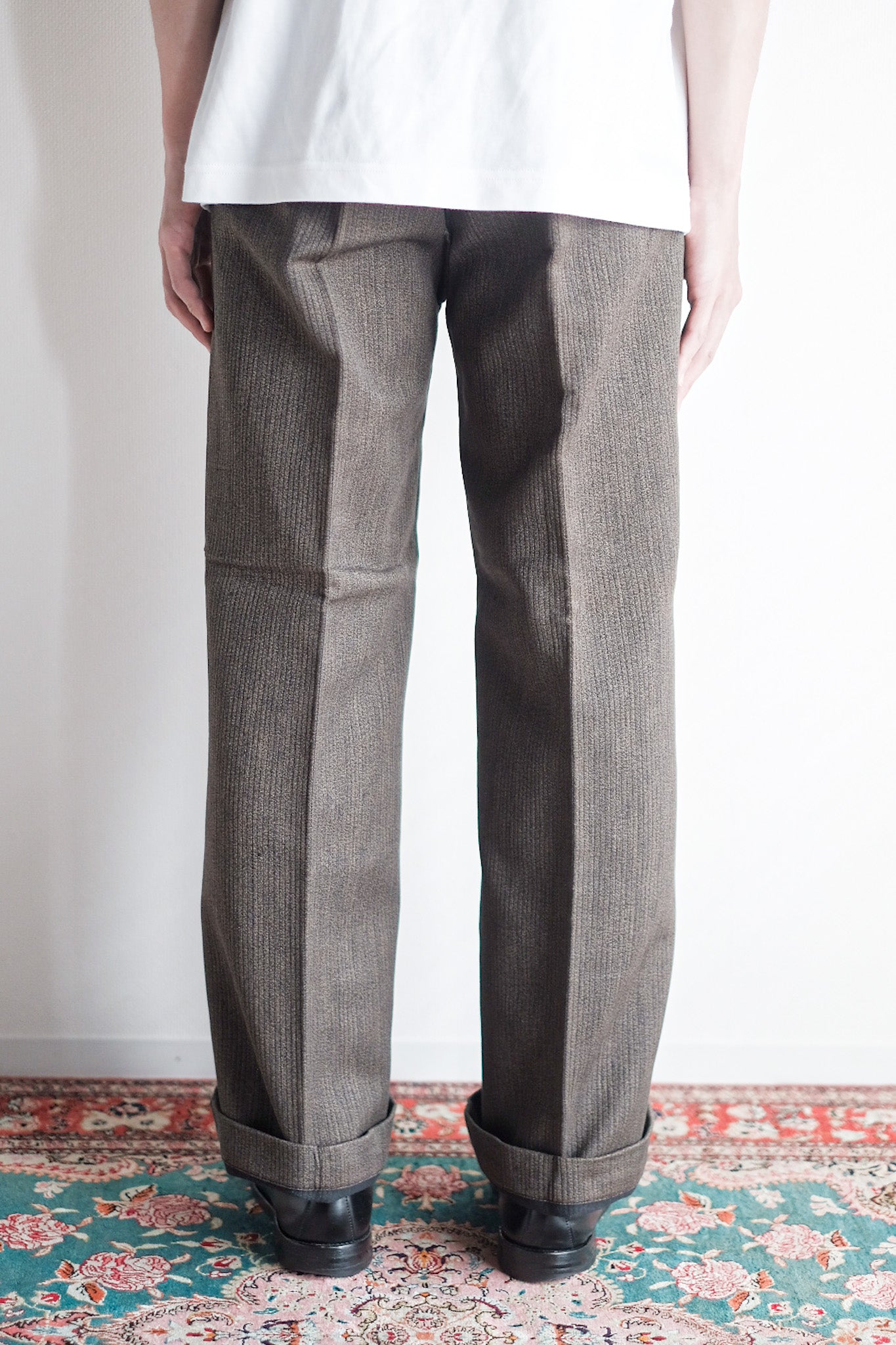 [~ 40's] Pantalon de sel brun vintage français Pantalon de coton de coton "Stock mort"