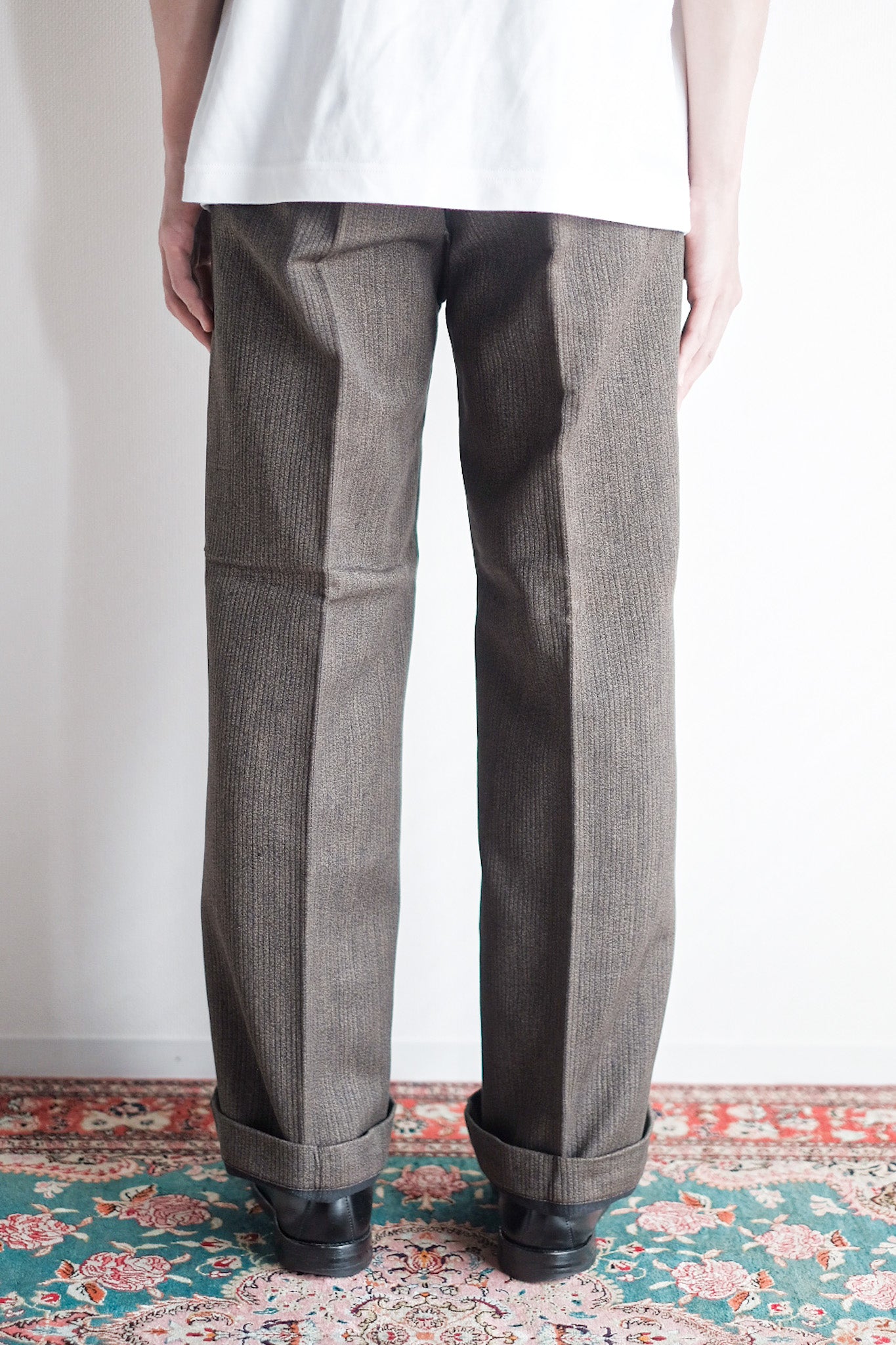 ［~40's］French Vintage Brown Salt & Pepper Cotton Pique Work Pants "Dead Stock"