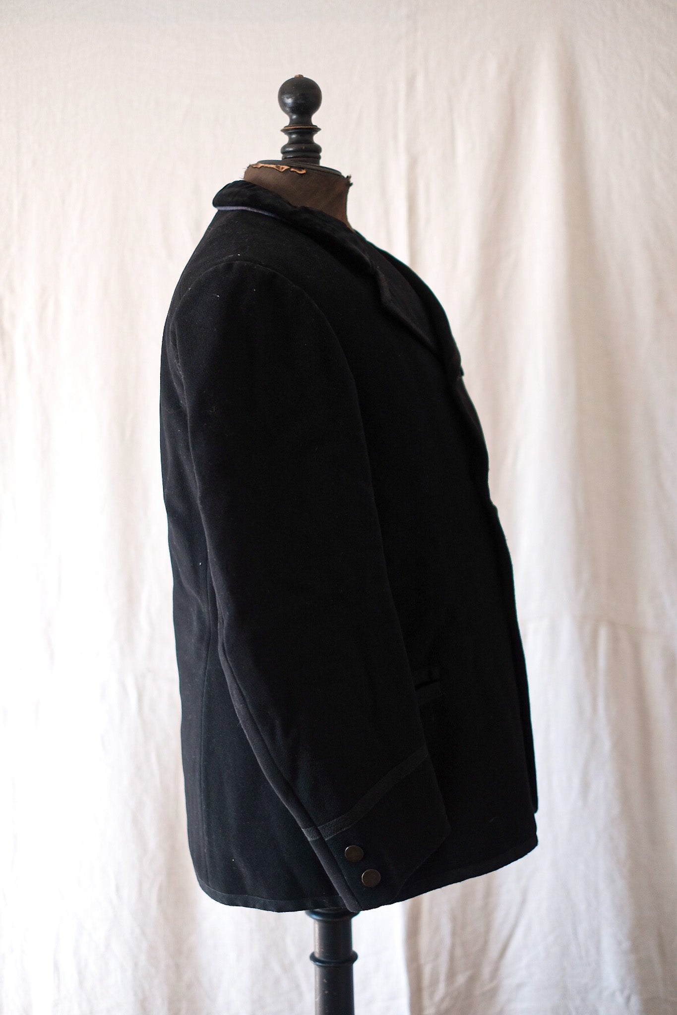 [〜30年代]荷蘭復古黑色羊毛X Velor麻袋夾克