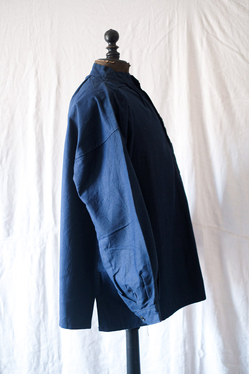 [〜50年代]法國復古靛藍棉花Smock Biaude“ Dead Stock”