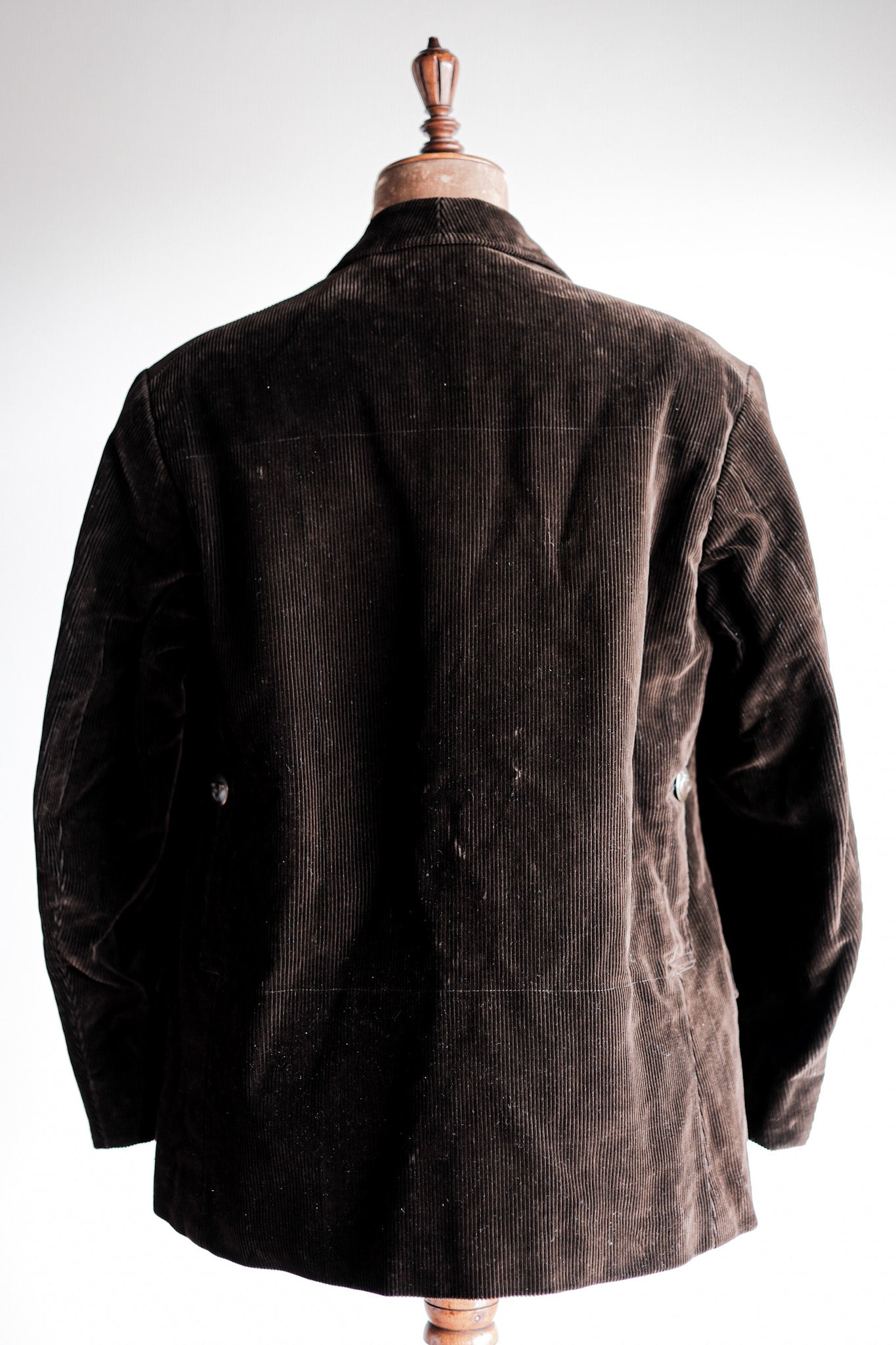 40's] French Vintage Dark Brown Corduroy Lapel Hunting Jacket 