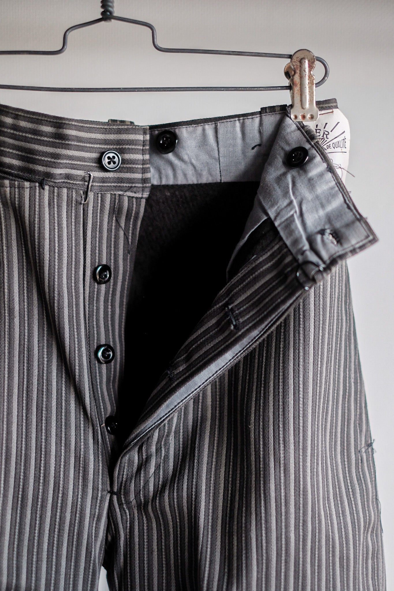 ［~40's］French Vintage Cotton Pique Striped Work Pants "Dead Stock"