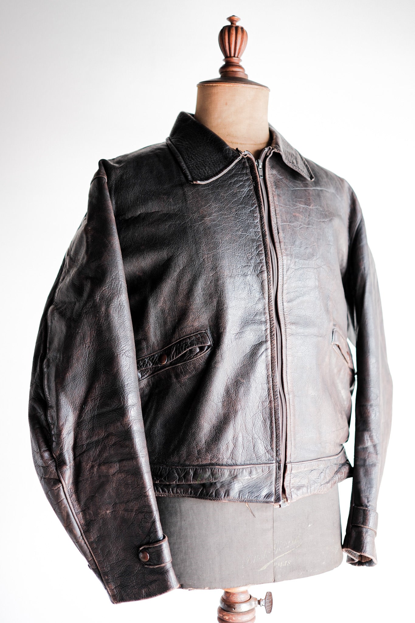 [~ 40's] Australie Vintage Zip Up Leather Jacket