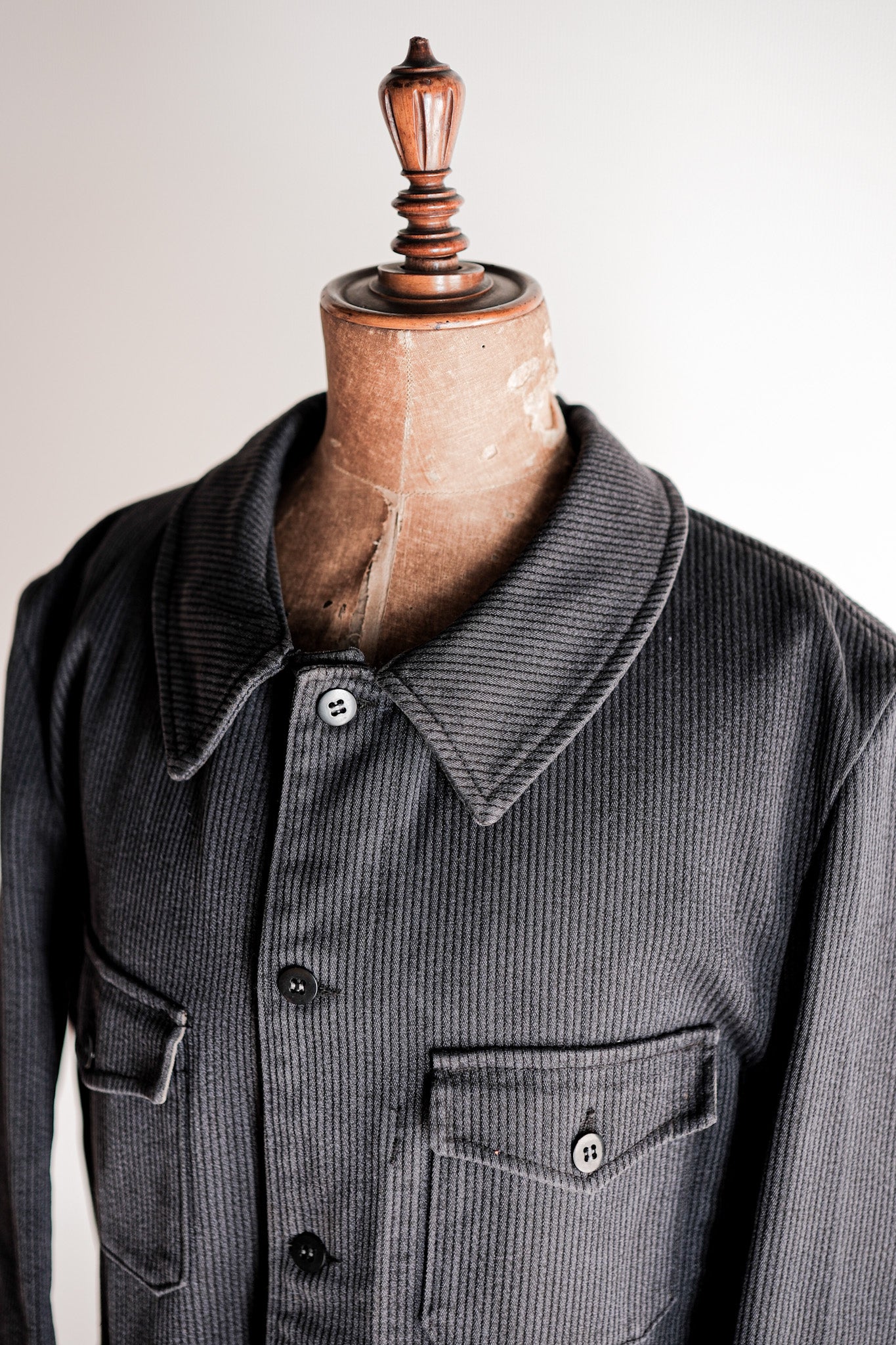 ［~60's］French Vintage Blue Gray Cotton Pique Hunting Jacket