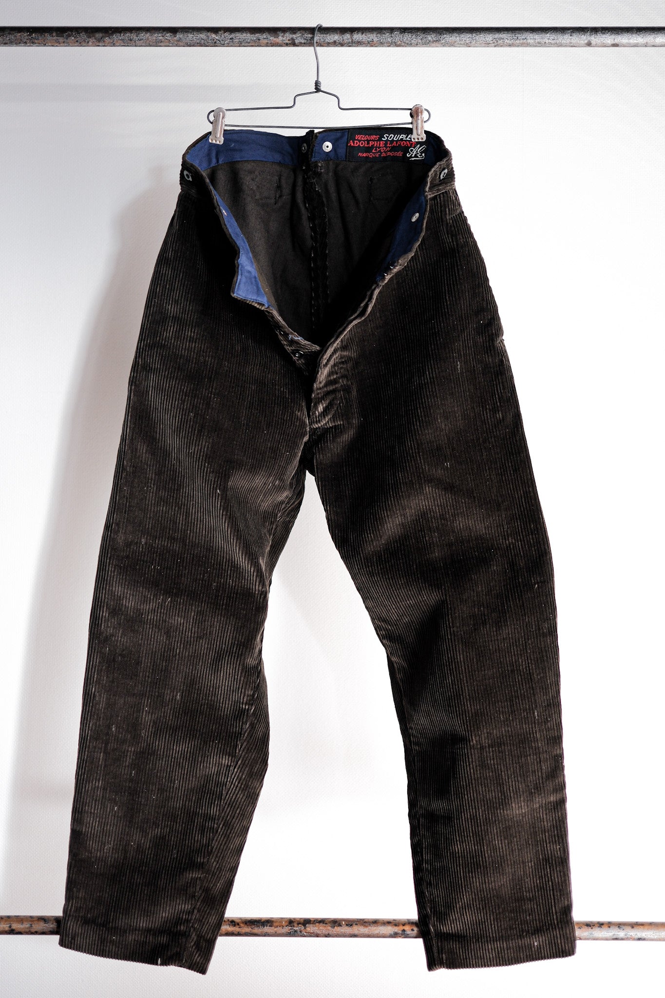 [~ 40's] Pantalon de travail en velours côtelé brun vintage "Adolphe Lafont"