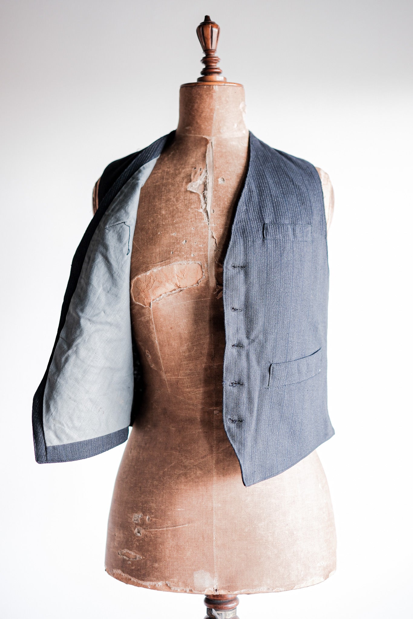 50's］French Vintage Cotton Striped Work Gilet Size.44 