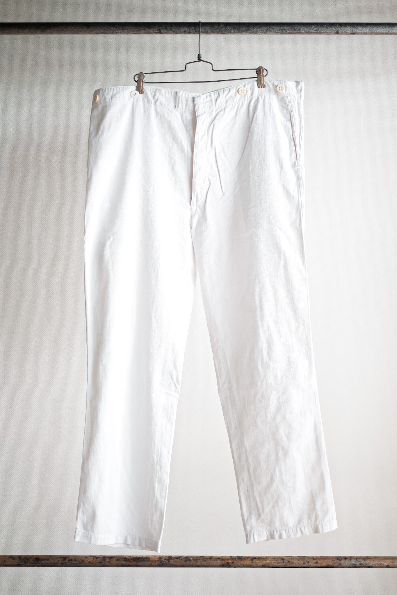 [~ 40's] กางเกงผ้าฝ้ายสีขาวโบราณเยอรมัน
