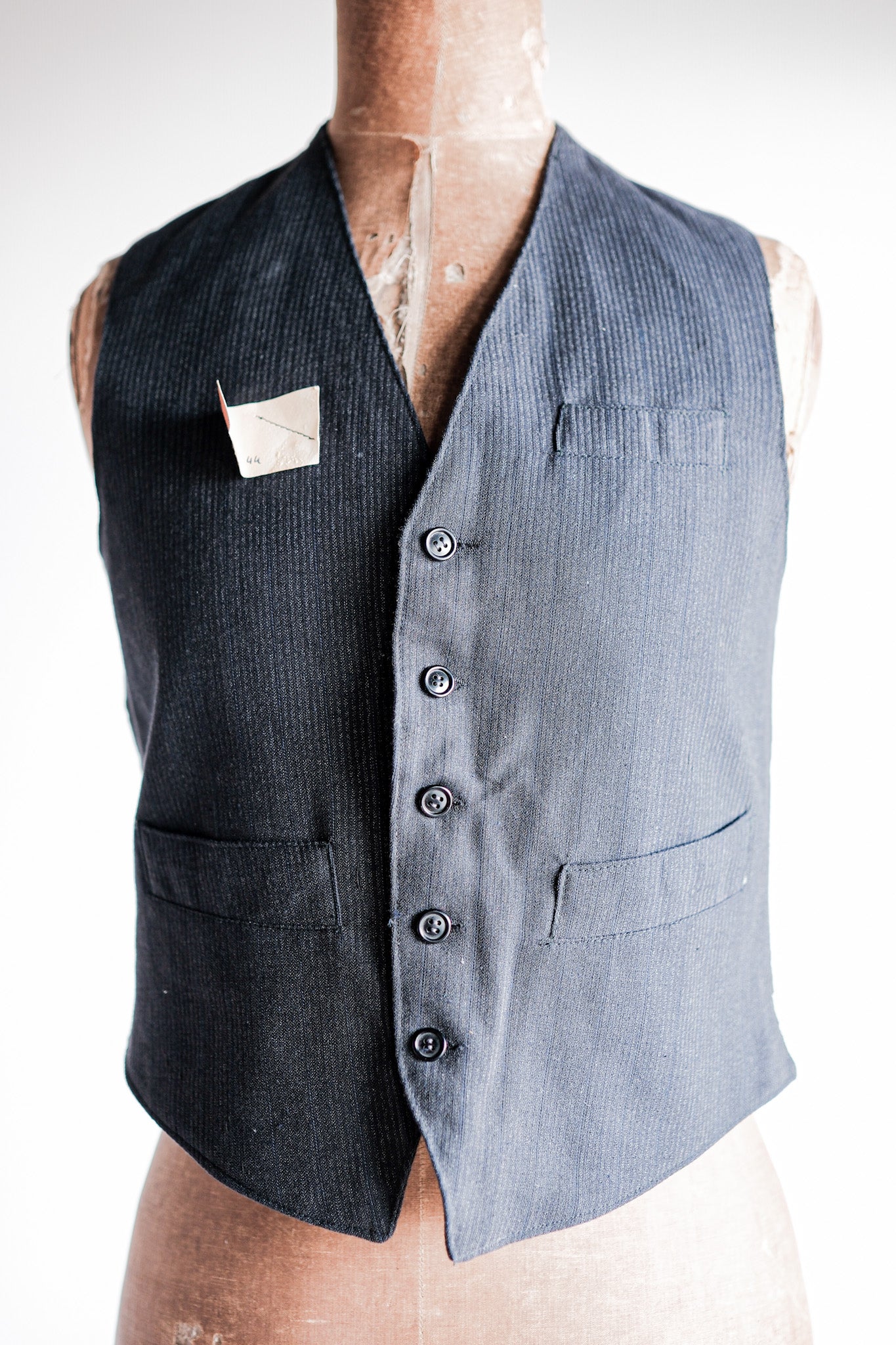 50's］French Vintage Cotton Striped Work Gilet Size.44 