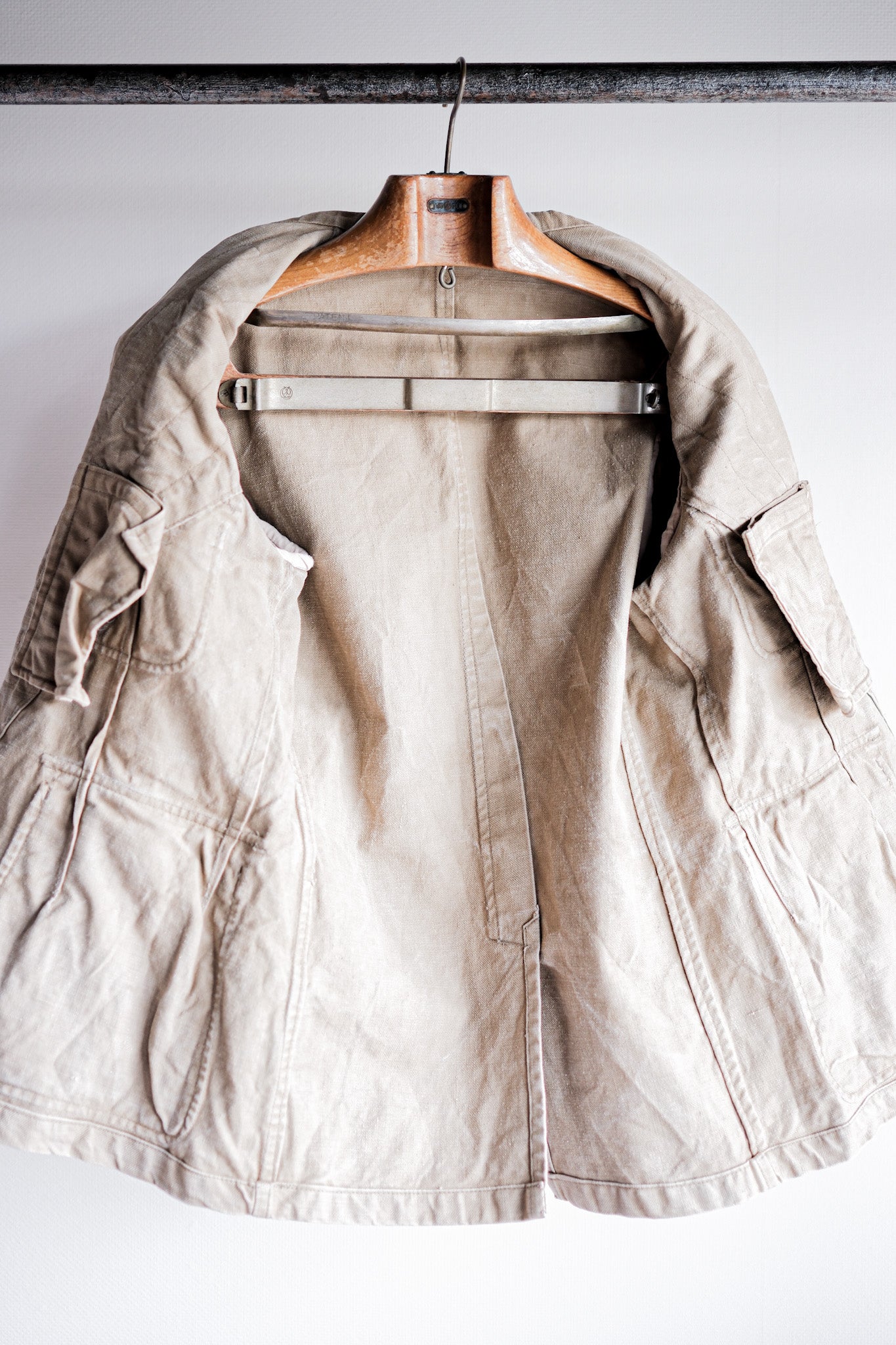[~ 40 '] 프랑스 빈티지 더블 가슴 작업 재킷