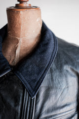 【~50's】French Vintage Le Corbusier Leather Work Jacket "Wool Collar"