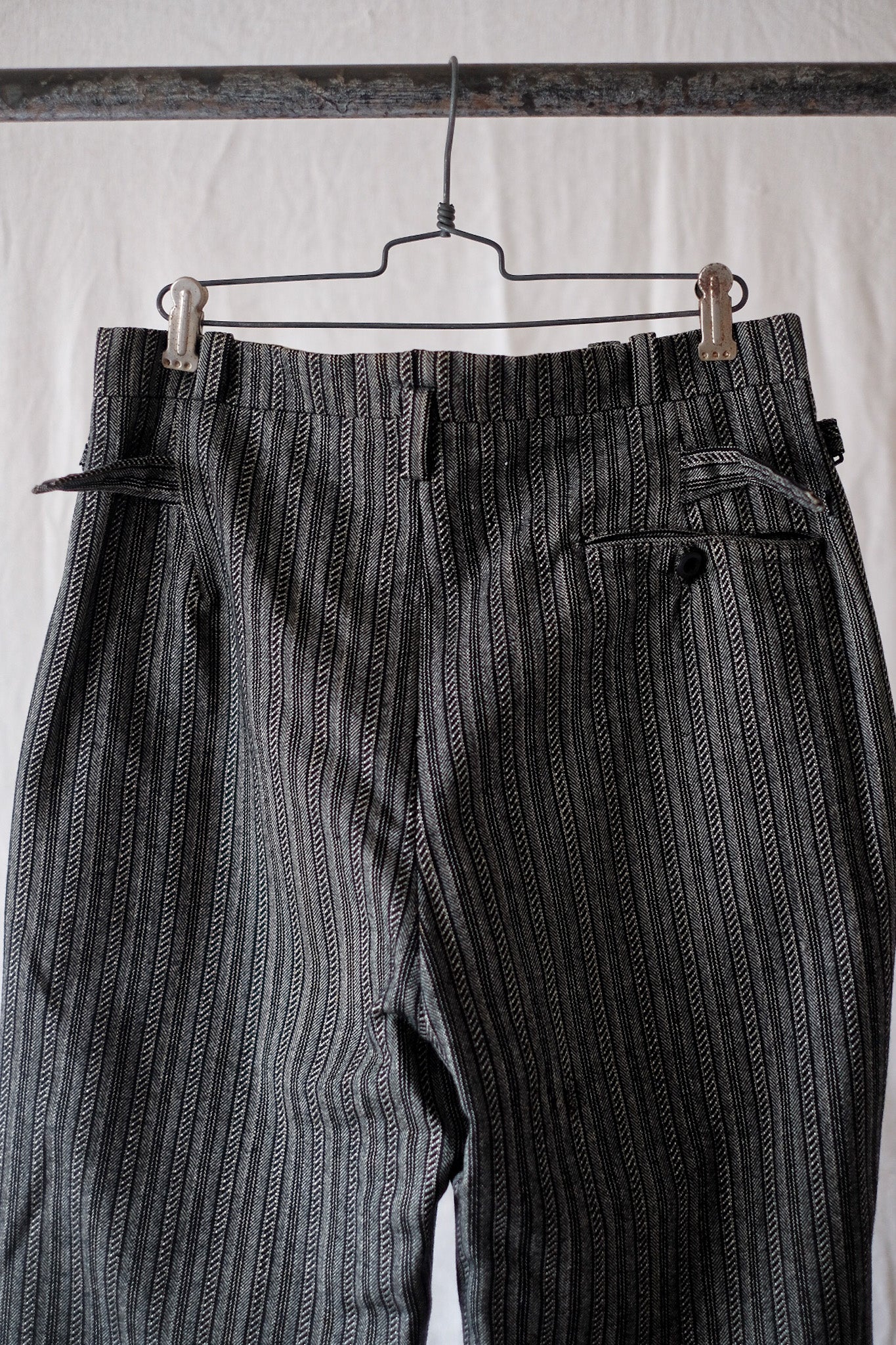 [~ 40's] กางเกงผ้าขนสัตว์ลายผ้าป่านวินเทจฝรั่งเศส