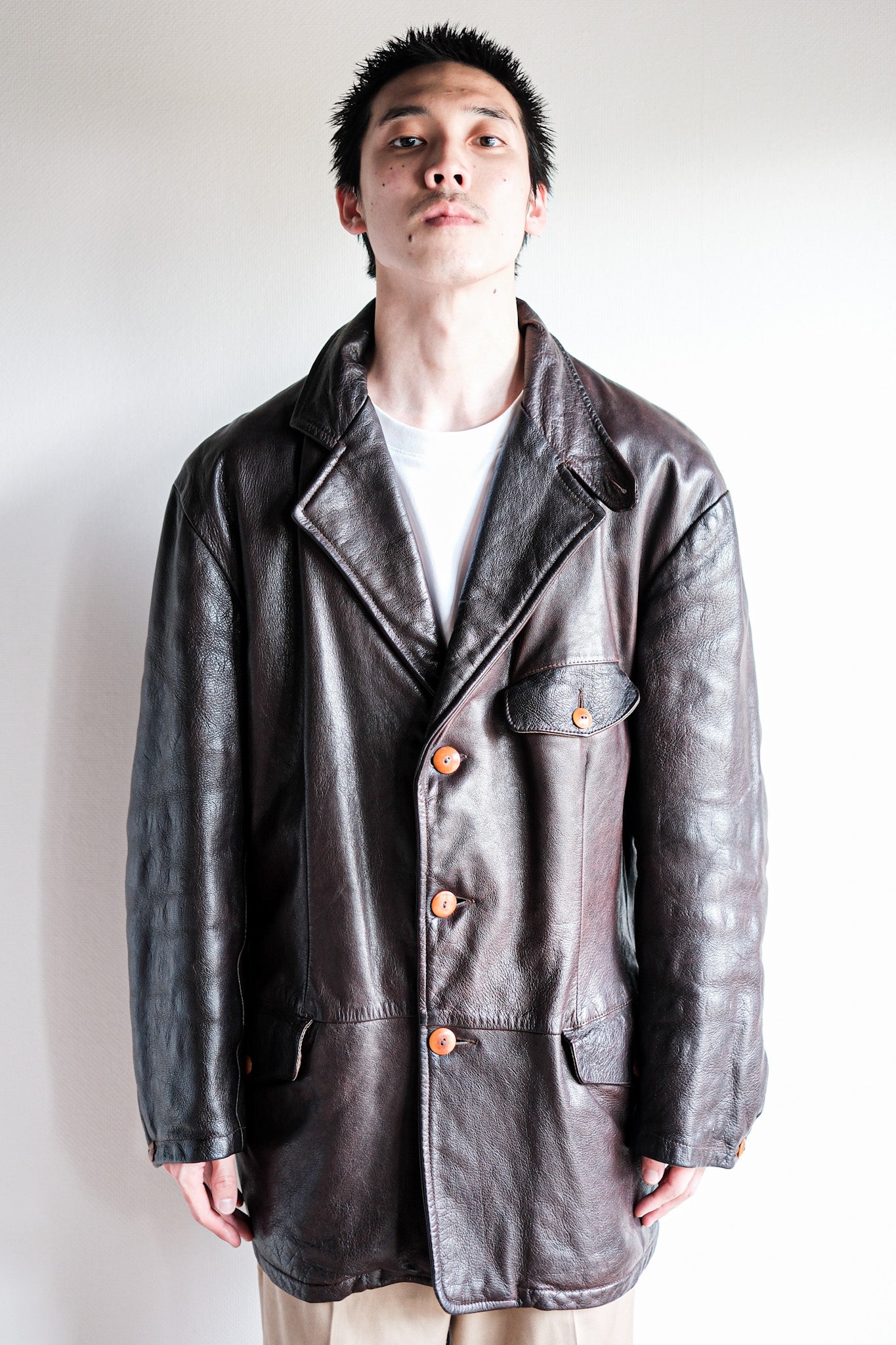 80's] Old C.P.Company Leather Jacket size.48