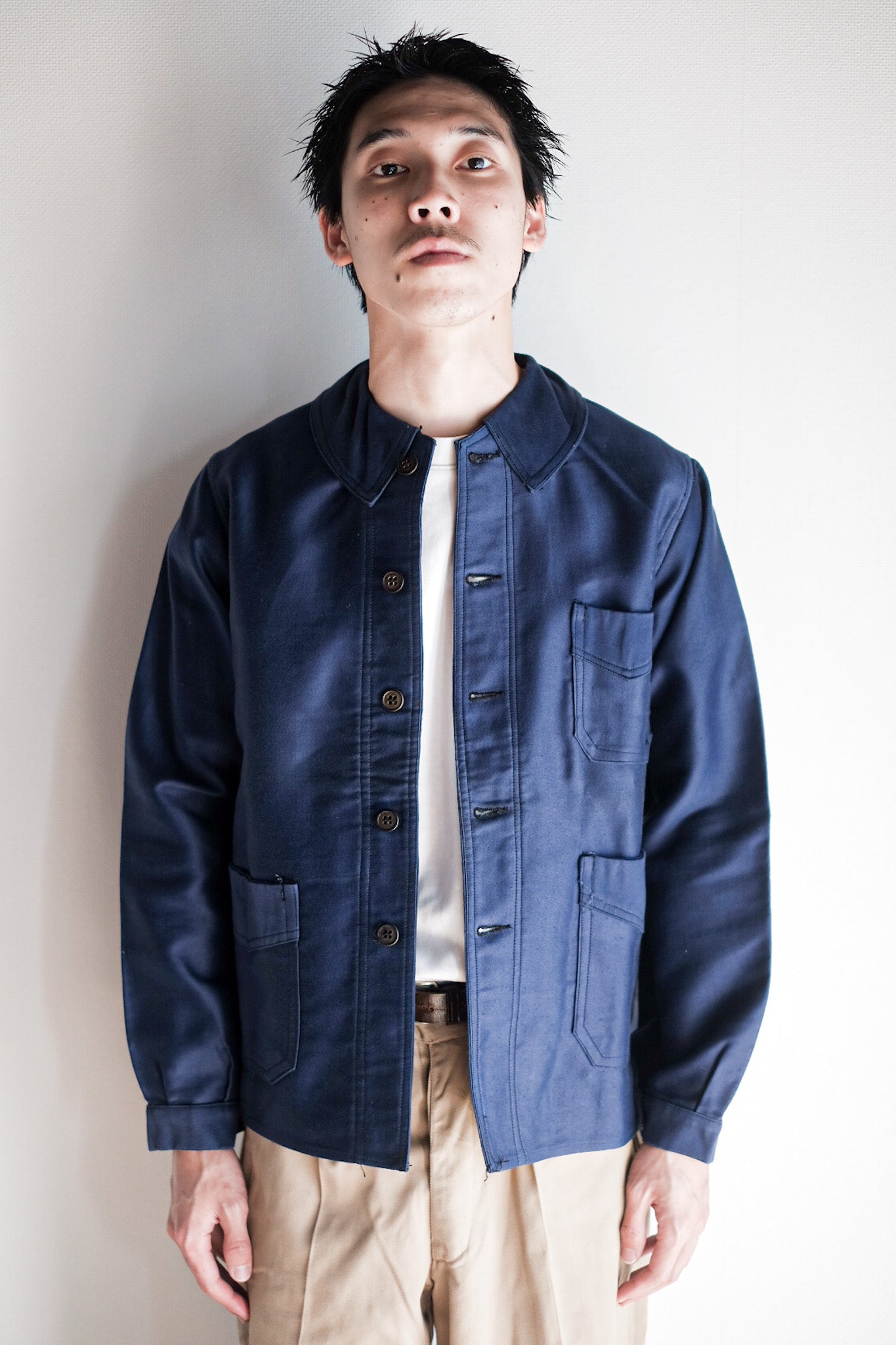 ［~40's］French Vintage Blue Moleskin Work Jacket "Dead Stock"