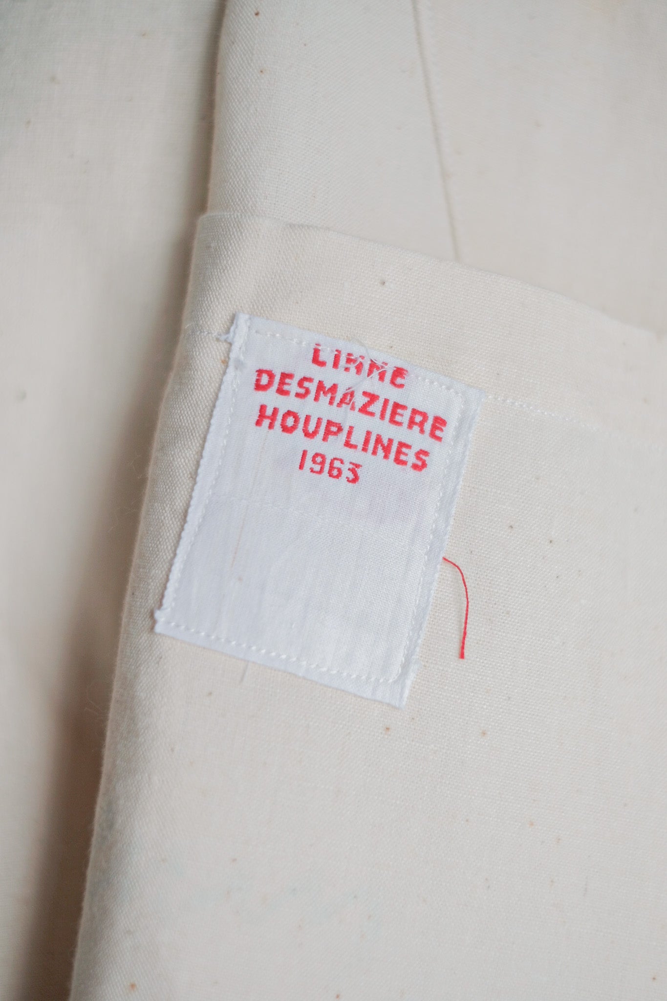 ［~50's］French Army Double Breasted Linen Coat Hospital Military "Dead Stock"