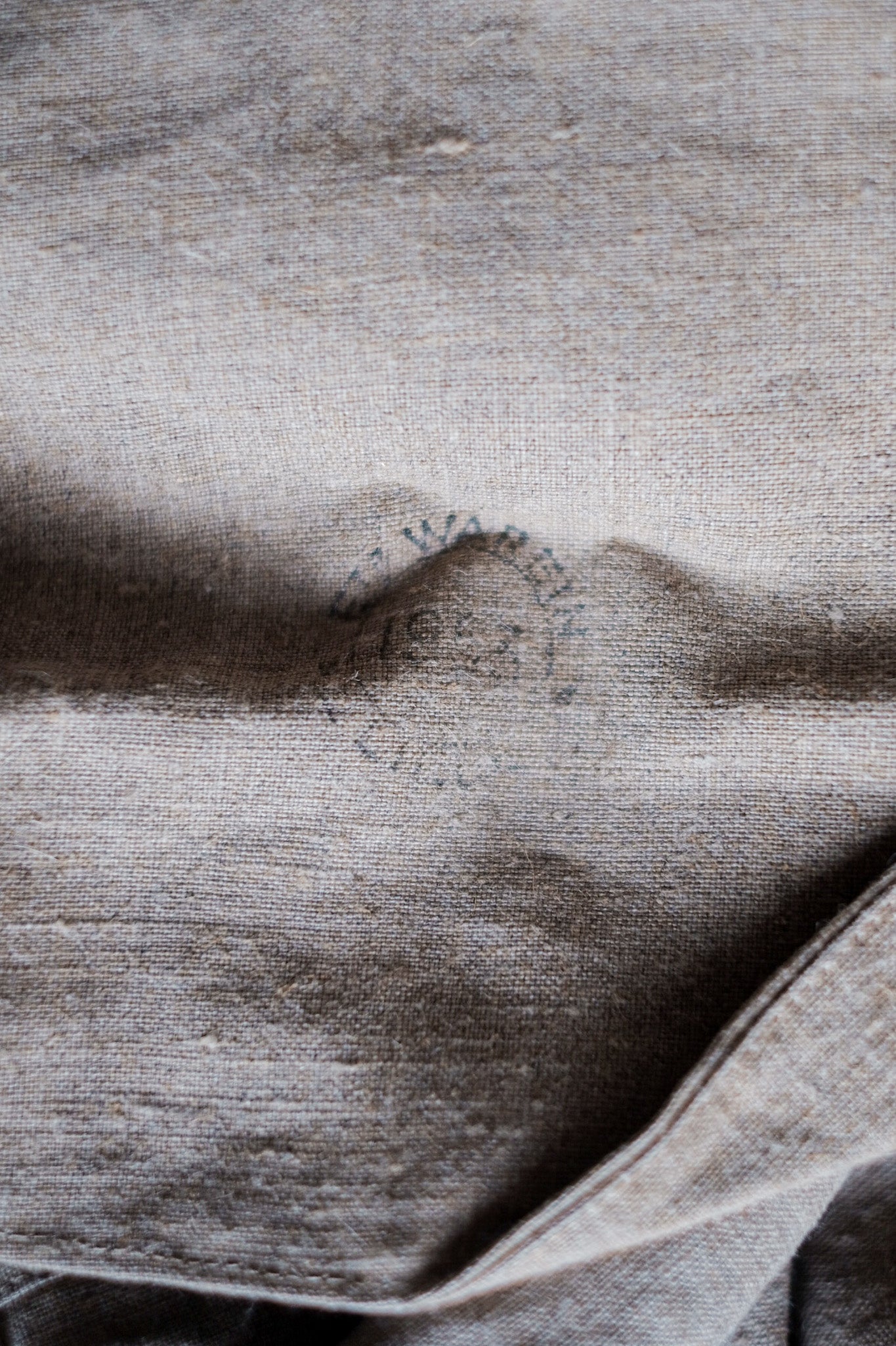 ［~50's］French Army Bourgeron Linen Smock Hospital Military "Dead Stock"