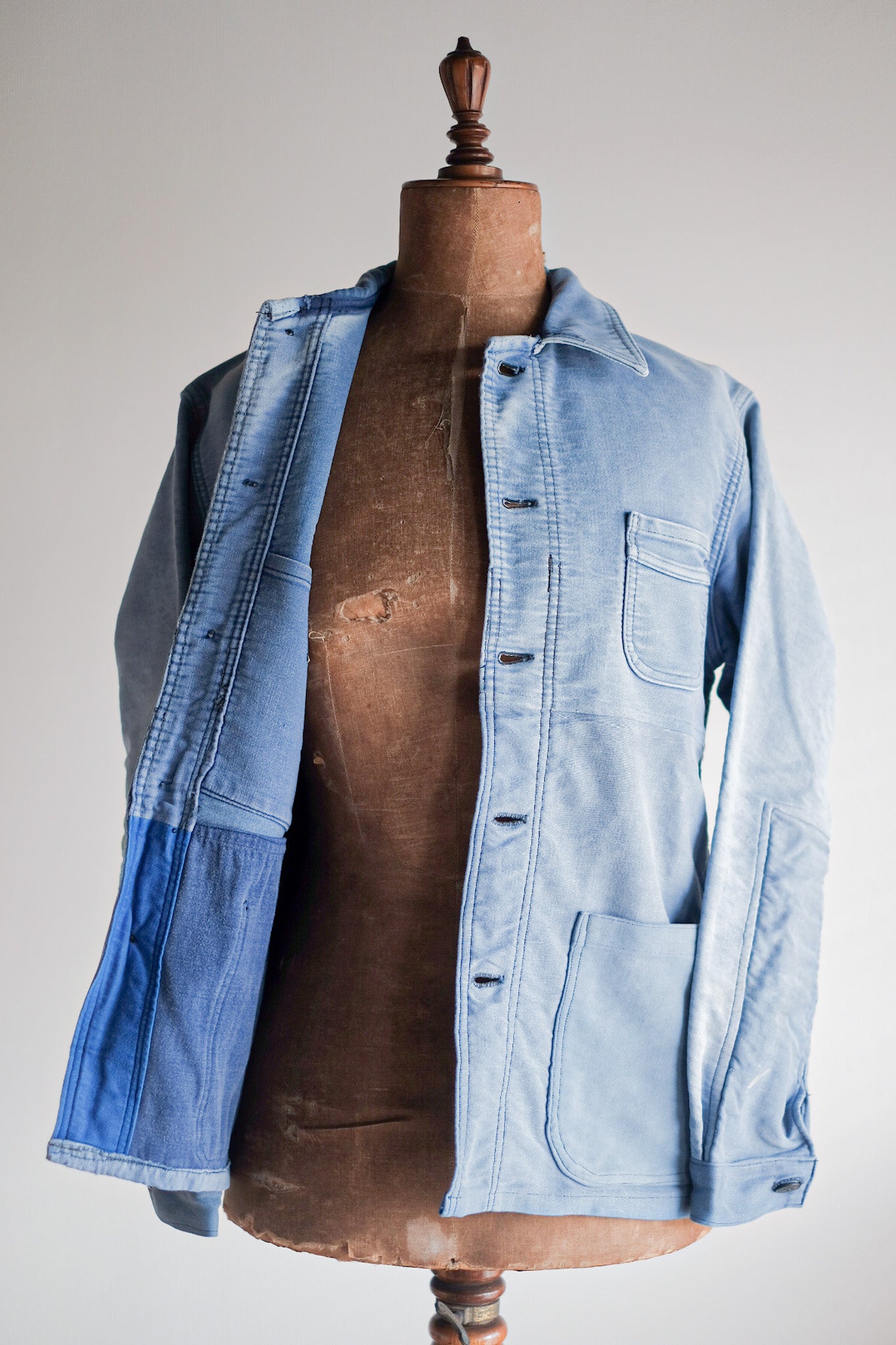 ［~50's］French Vintage Blue Moleskin Work Jacket "Le Mont St. Michel"