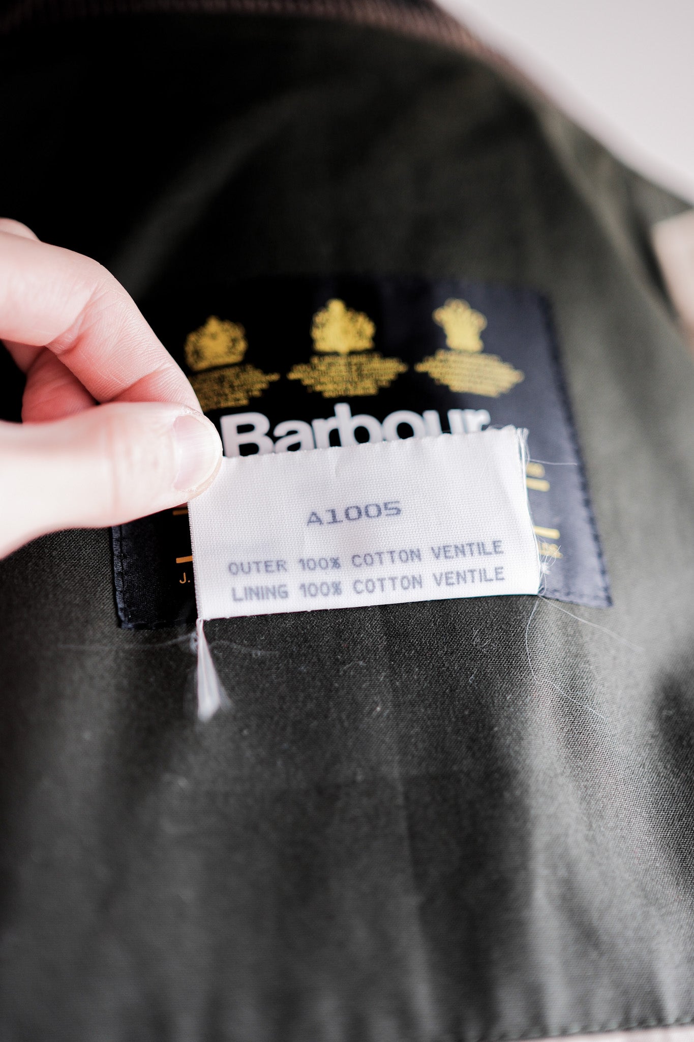 【~90's】Vintage Barbour "ENDURANCE" 3 Crest Size.44 “Dead Stock”