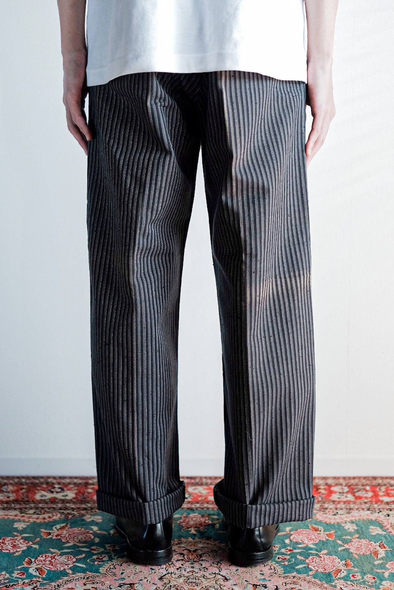 13,440円French Vintage Cotton Striped Work Pants