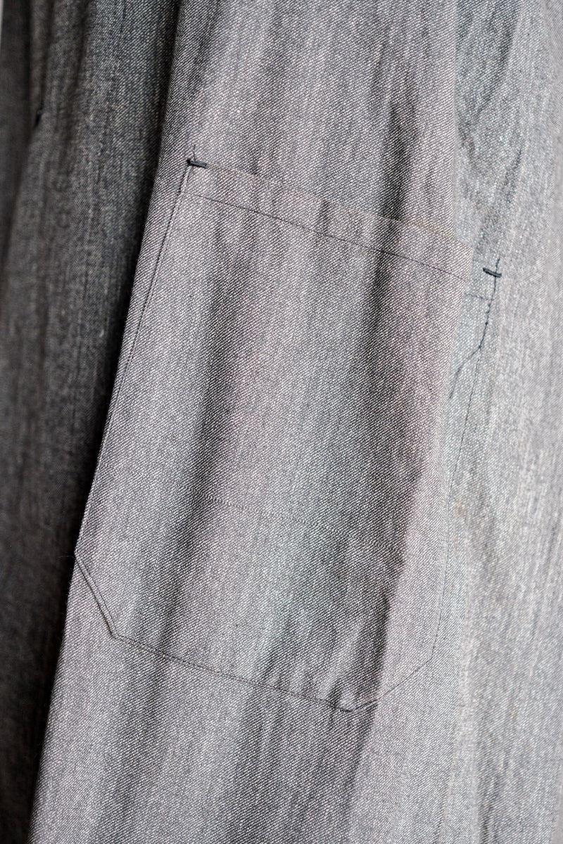 [~ 40's] French Vintage Black Chambray Atelier Coat "Dead Stock"