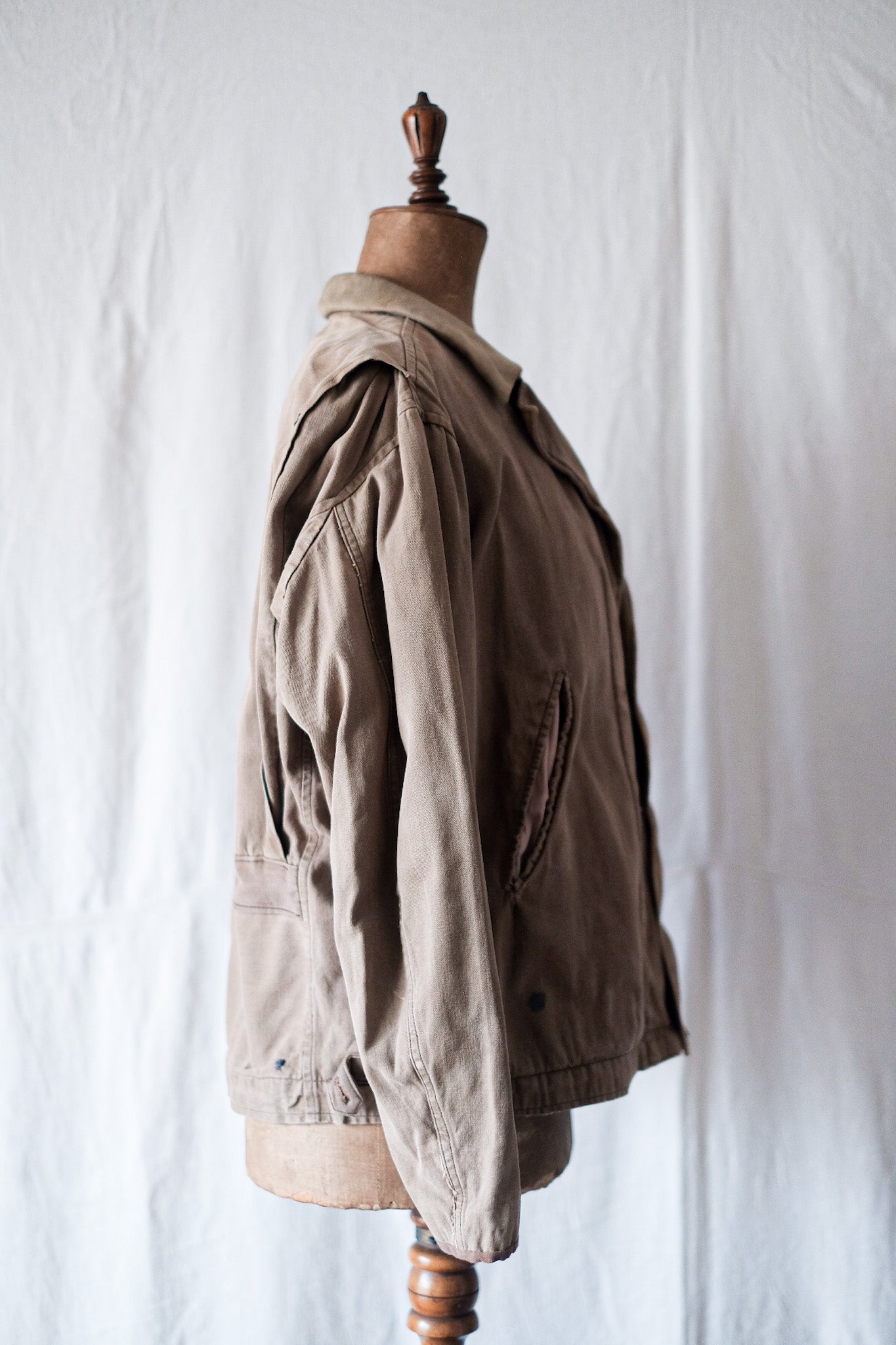 【~30's】French Vintage Cotton Canvas Home Made Work Jacket