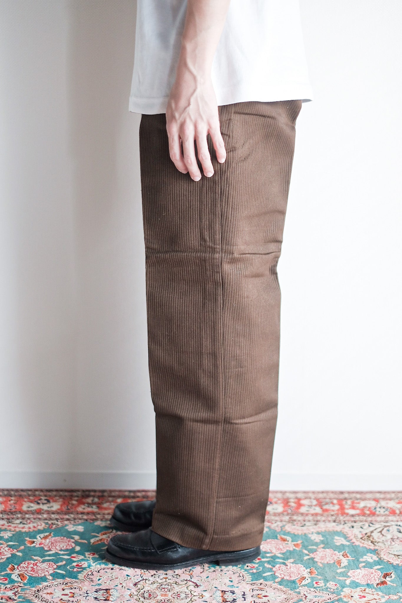 [~ 50's] Pantalon de travail de coton brun vintage français "Stock mort"