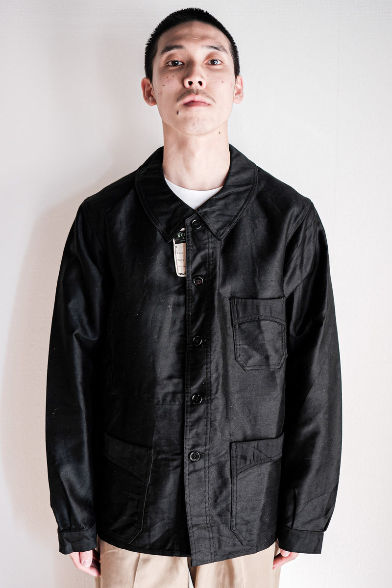 40's】French Vintage Black Light Moleskin Work Jacket 