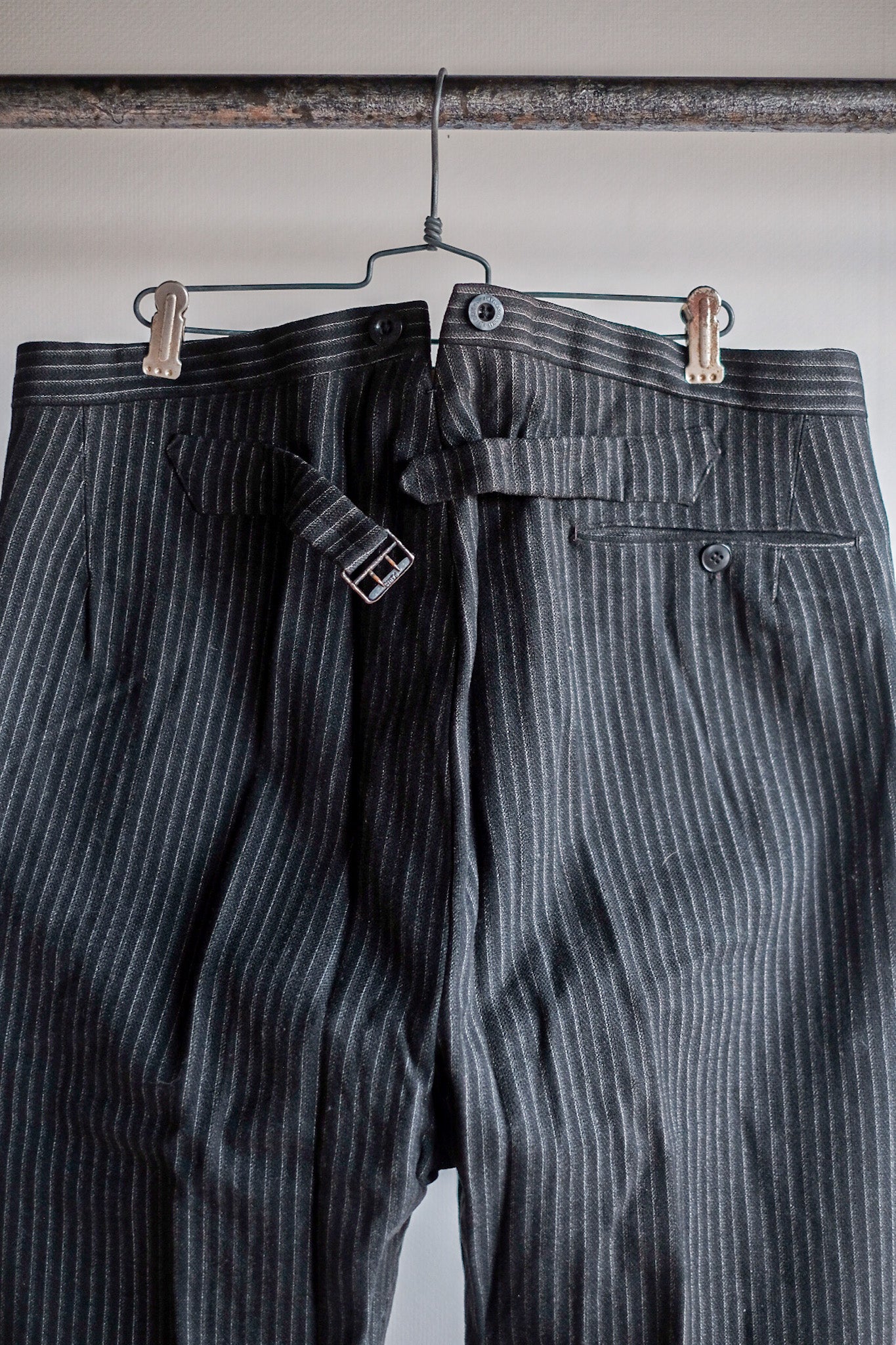 [~ 30's] Pantalon de travail à rayures en laine vintage française