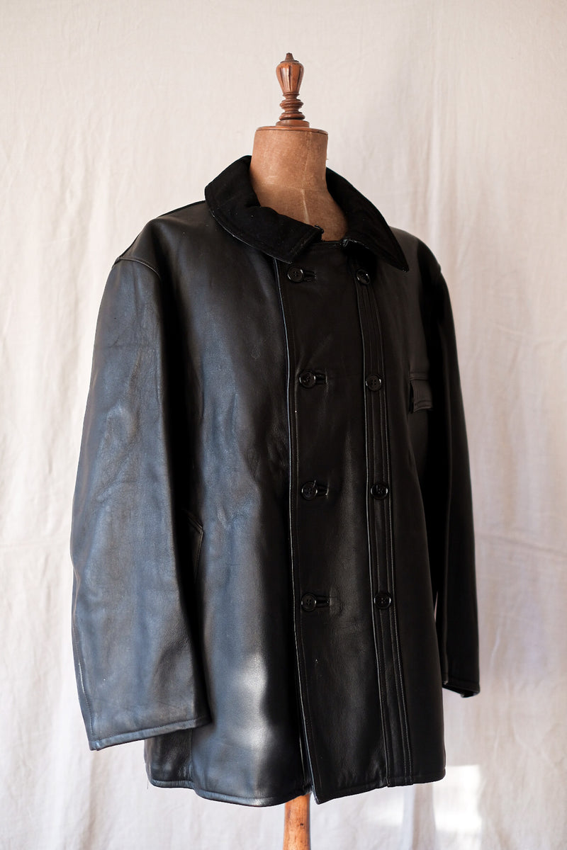 [~ 50's] แจ็คเก็ตหนัง LE Corbusier Vintage French Vintage "Collar Wool" "Dead Stock"