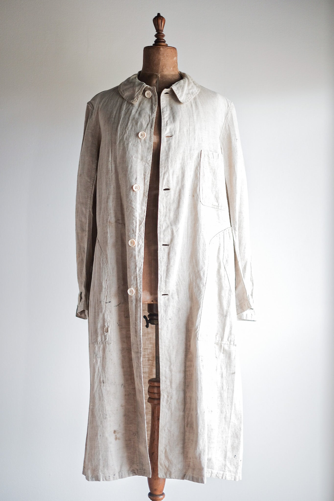 [~ 30's] French Vintage Linen Work Coat