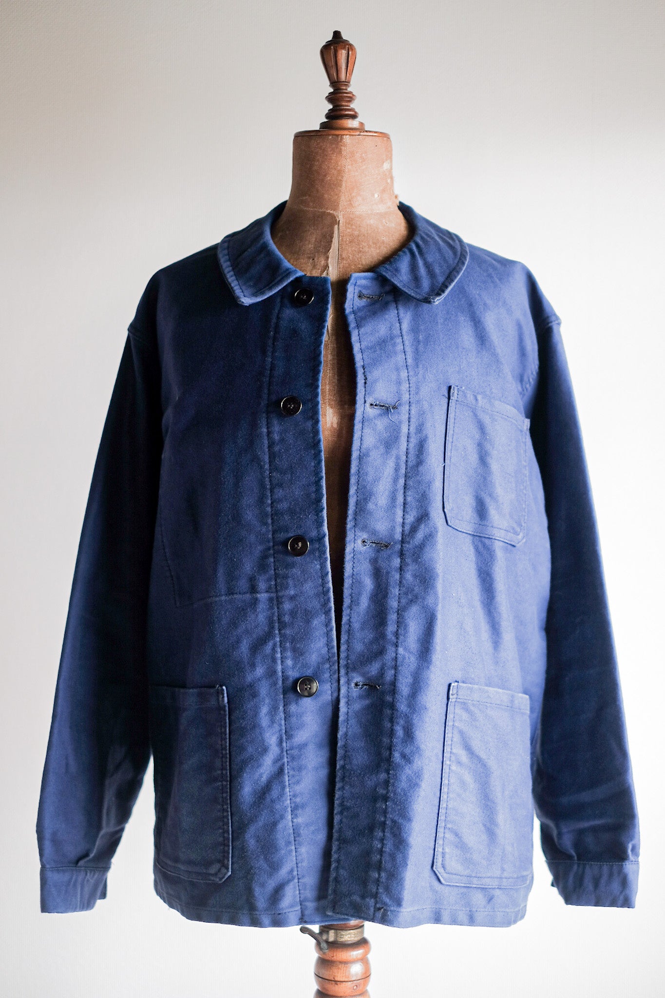 【~60's】French Vintage Blue Moleskin Work Jacket "4 Buttons"