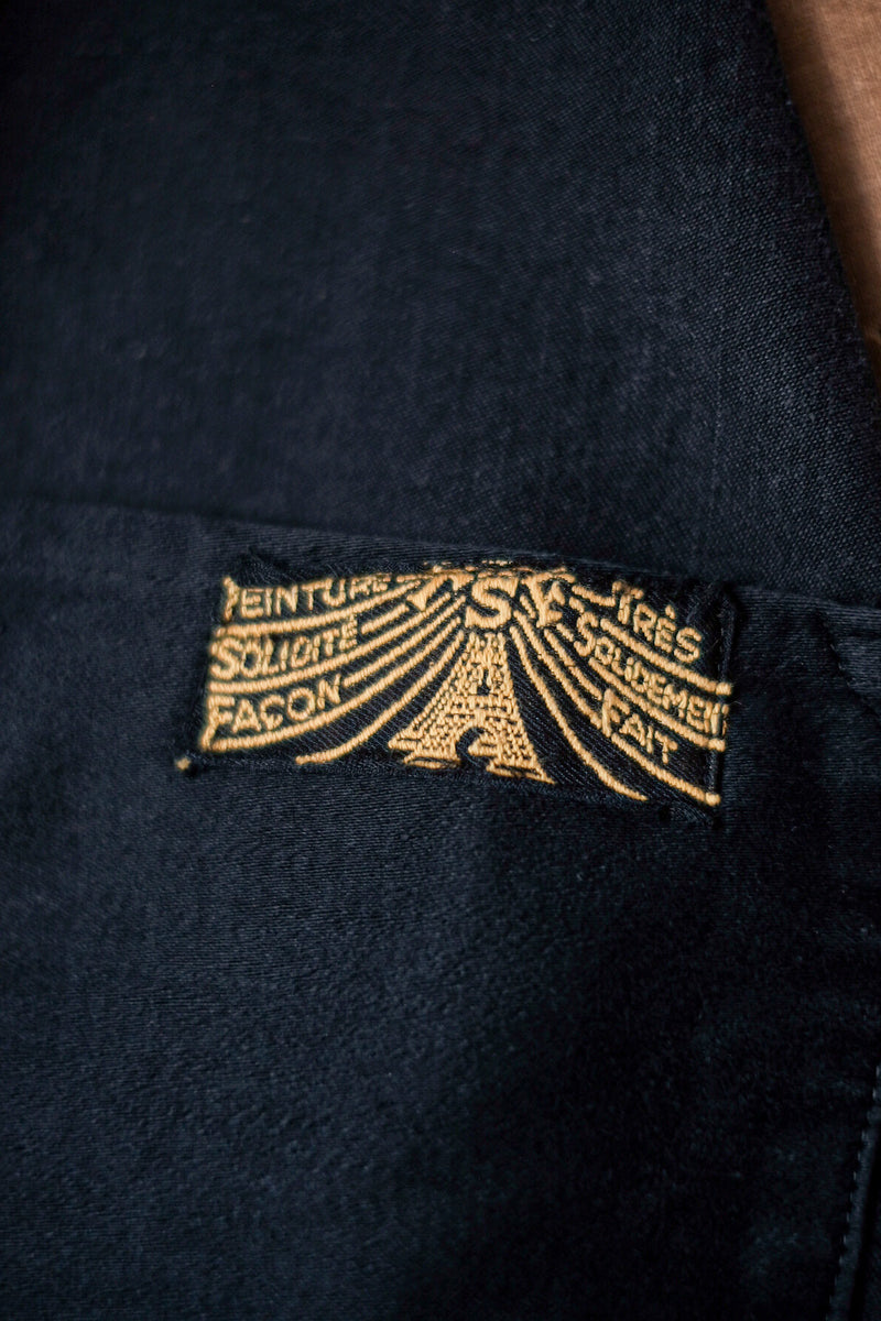 【~30's】French Vintage Black Moleskin Work Jacket