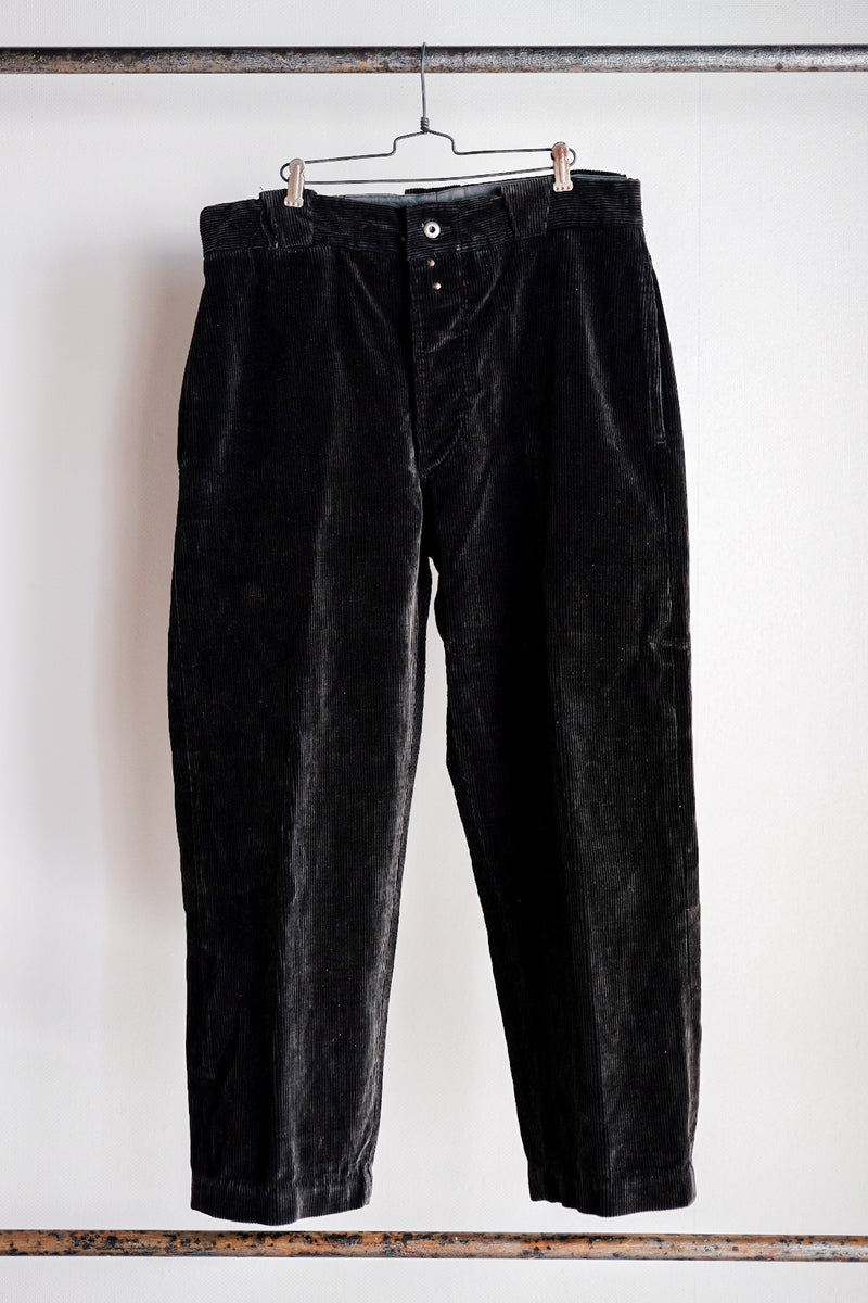 【 ~ 40's 】 French Vintage Dark Brown Corduroy Work Pants