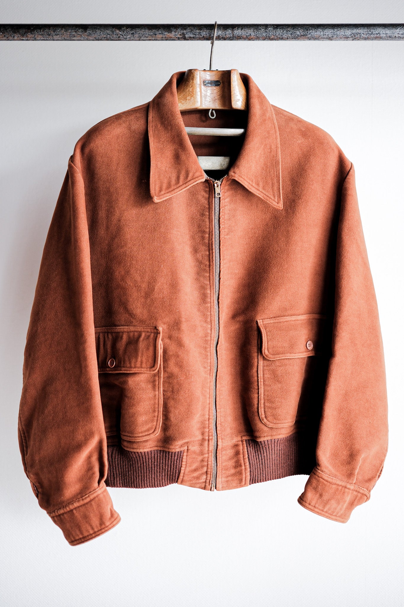 ［~40’s］French Vintage Brown Moleskin Cyclist Jacket