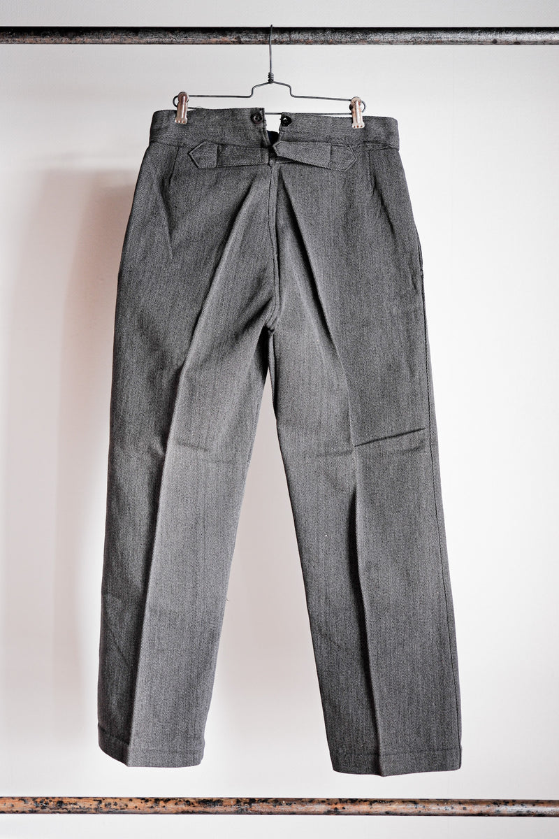 [~ 30's] French Vintage Salt & Pepper Cotton Twil ทำงานกางเกง "Dead Stock"