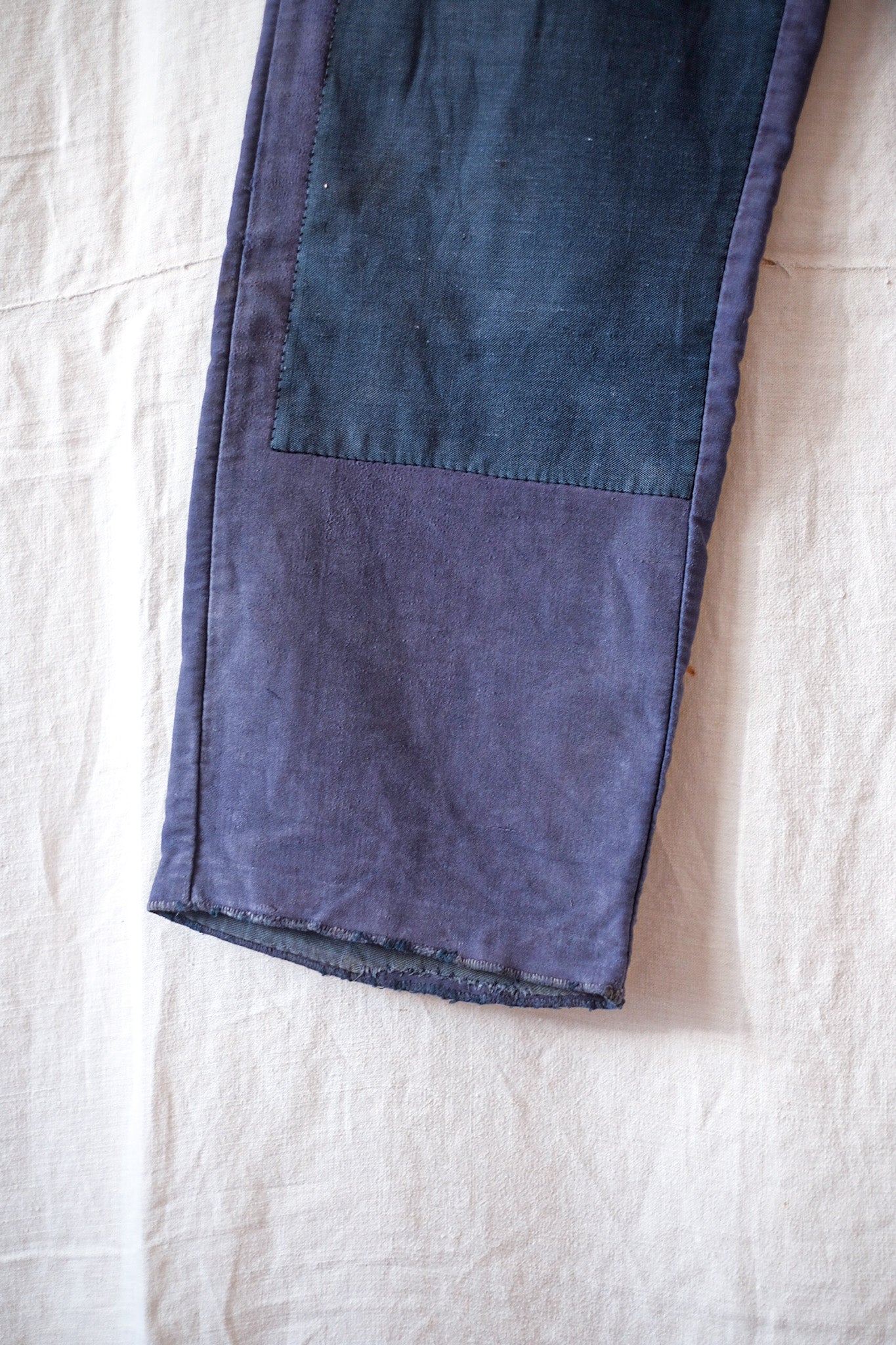 【~30's】French Vintage Blue Moleskin Work Pants "Adolphe Lafont"