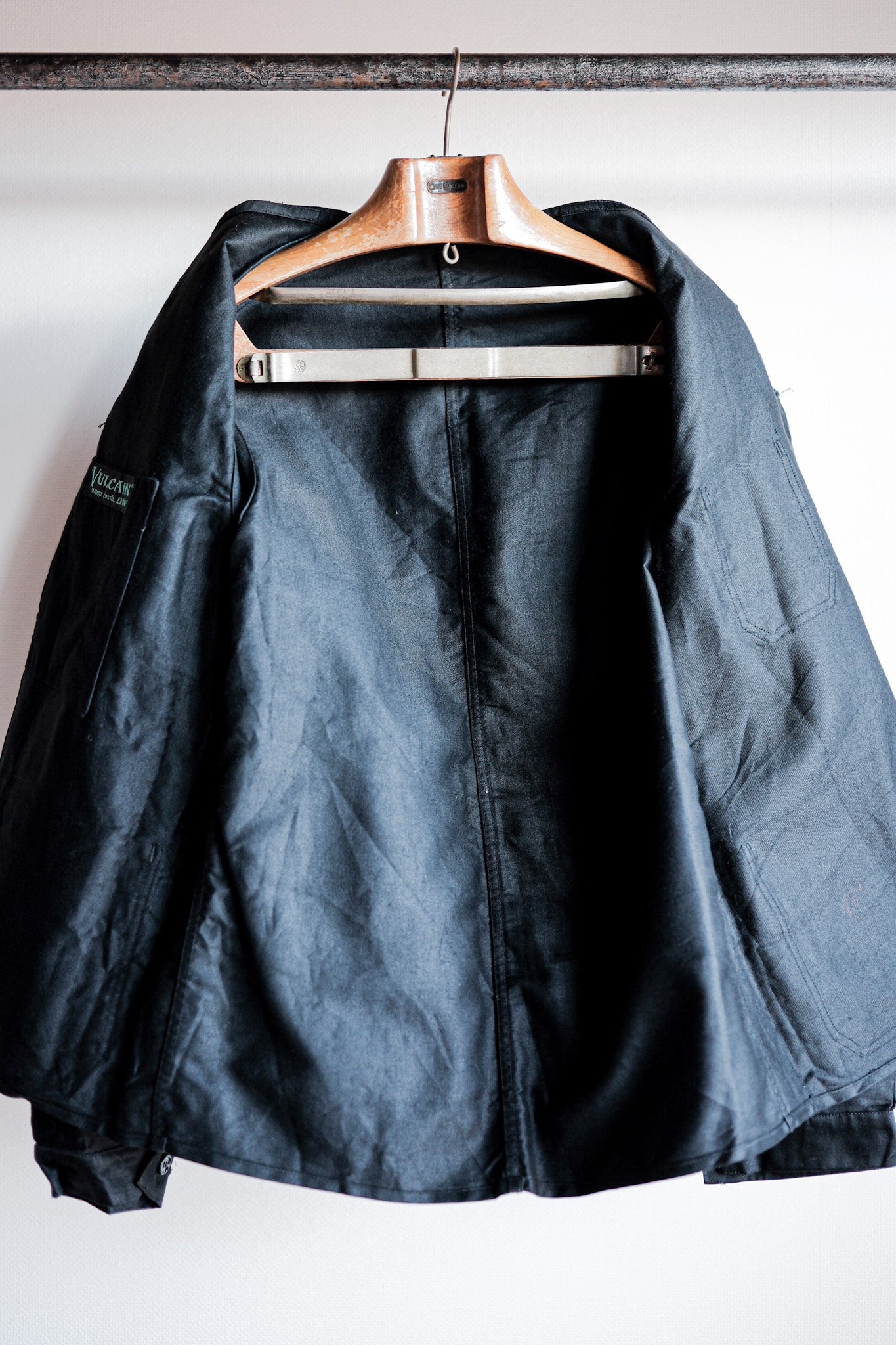 【~40's】French Vintage Black Light Moleskin Work Jacket "Vulcain" "Dead Stock"