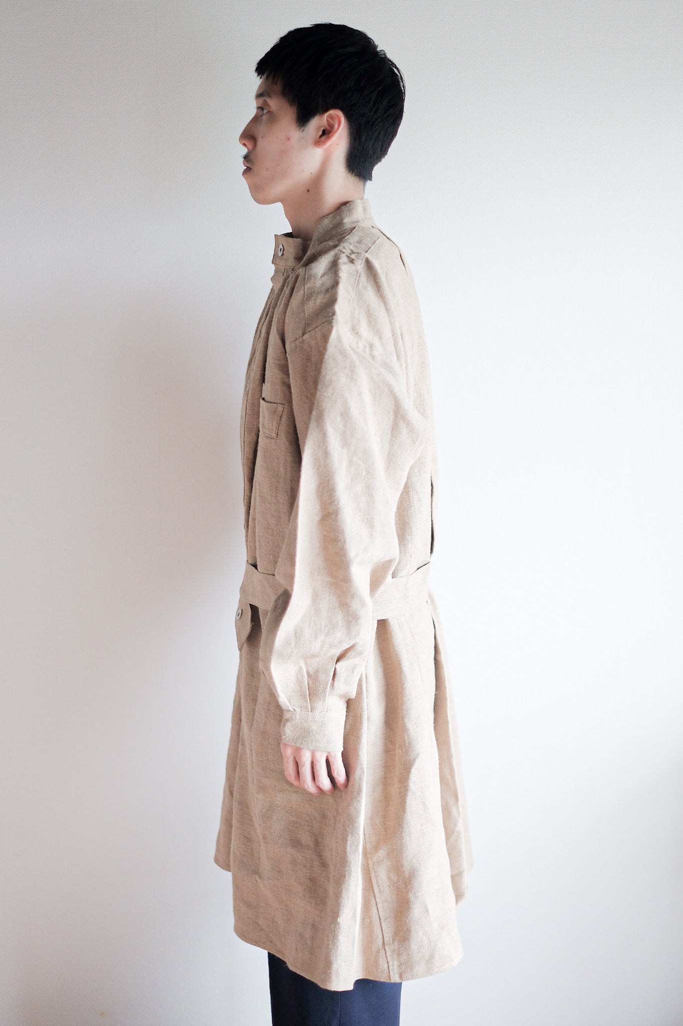 ［~50's］French Army Bourgeron Linen Smock Hospital Military "Dead Stock"