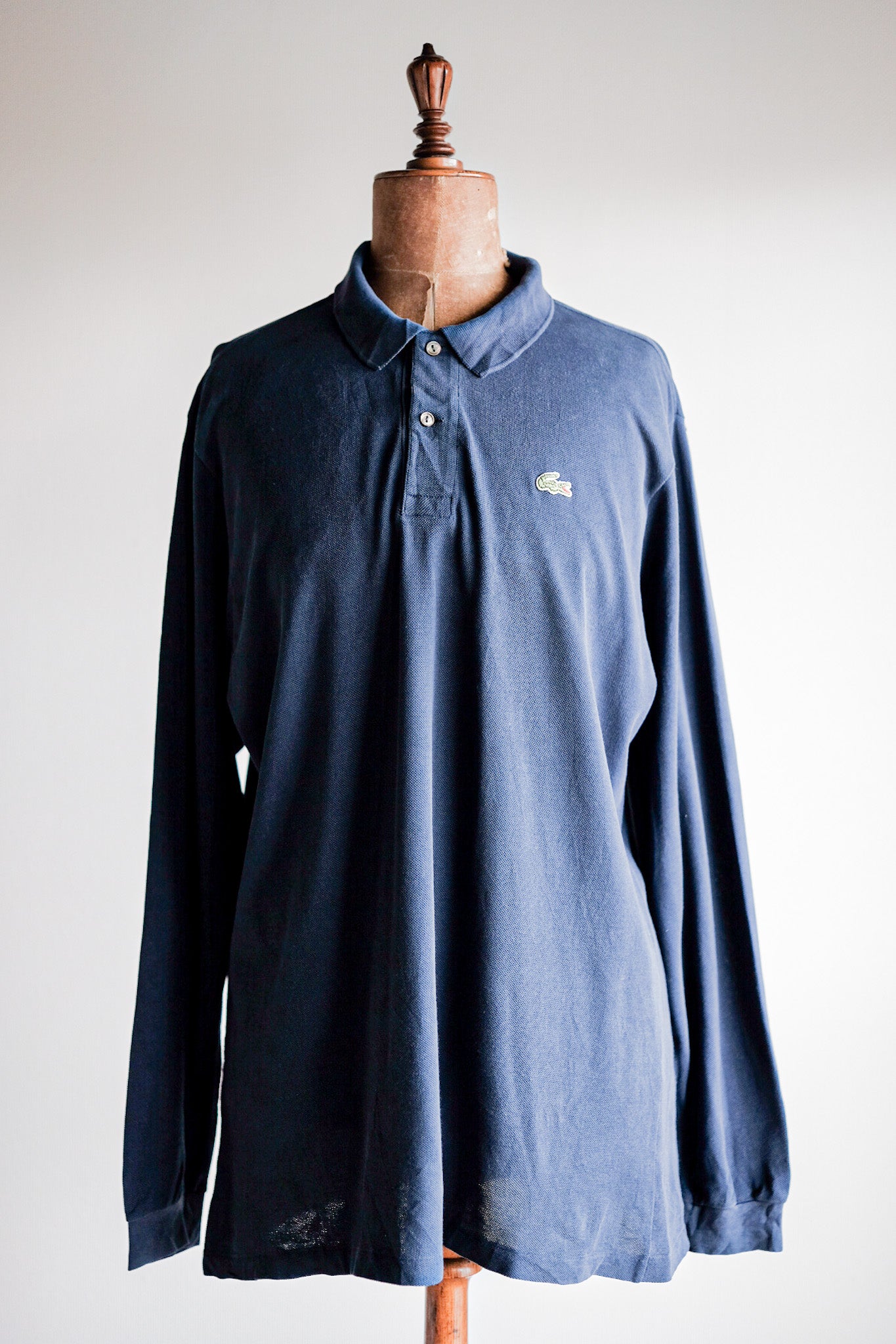 [〜80年代]顏料Lacoste l/s polo襯衫尺寸。6“海軍”