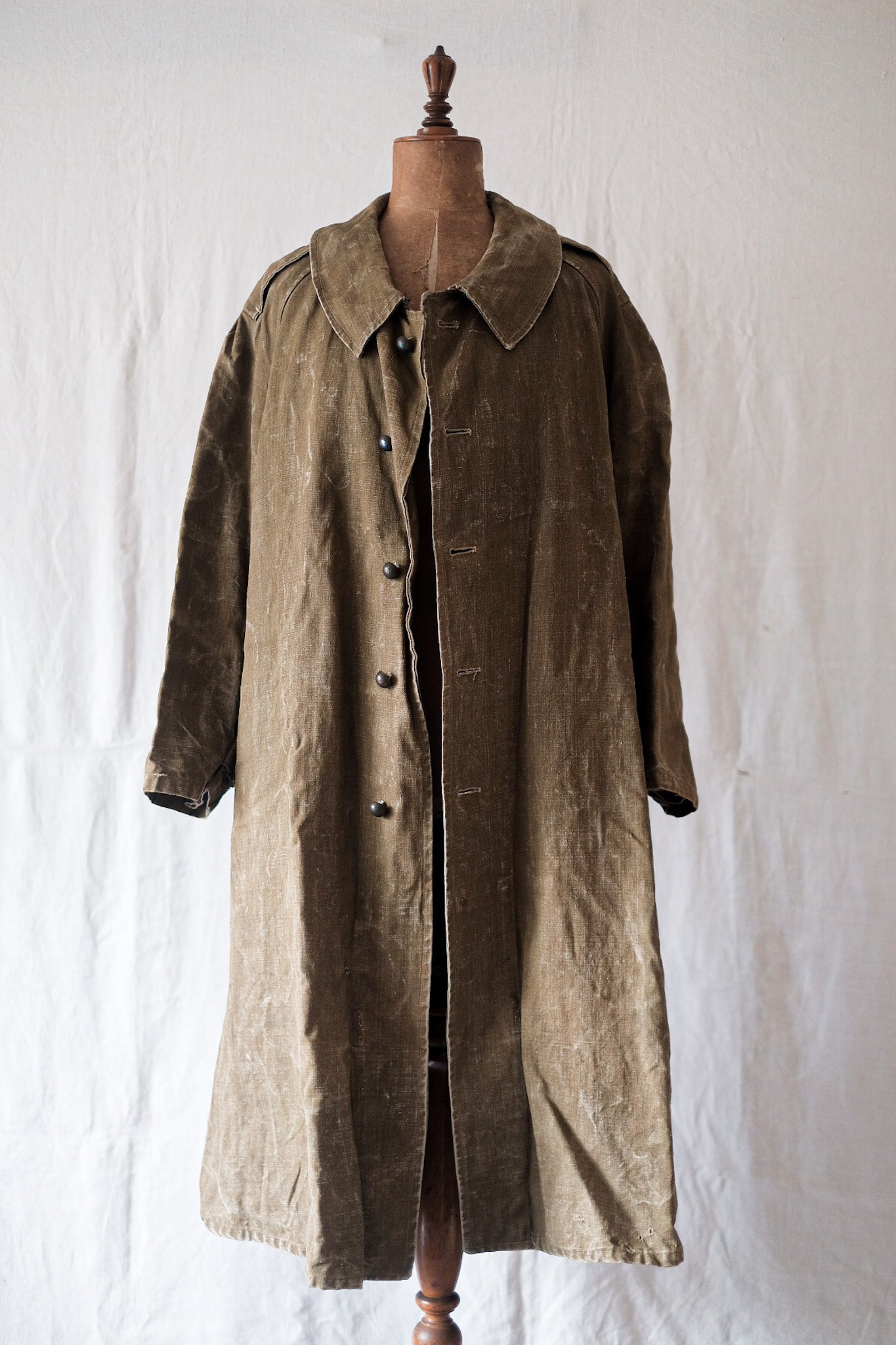 【~30's】French Army M35 Motorcycle Coat "Linen Type"