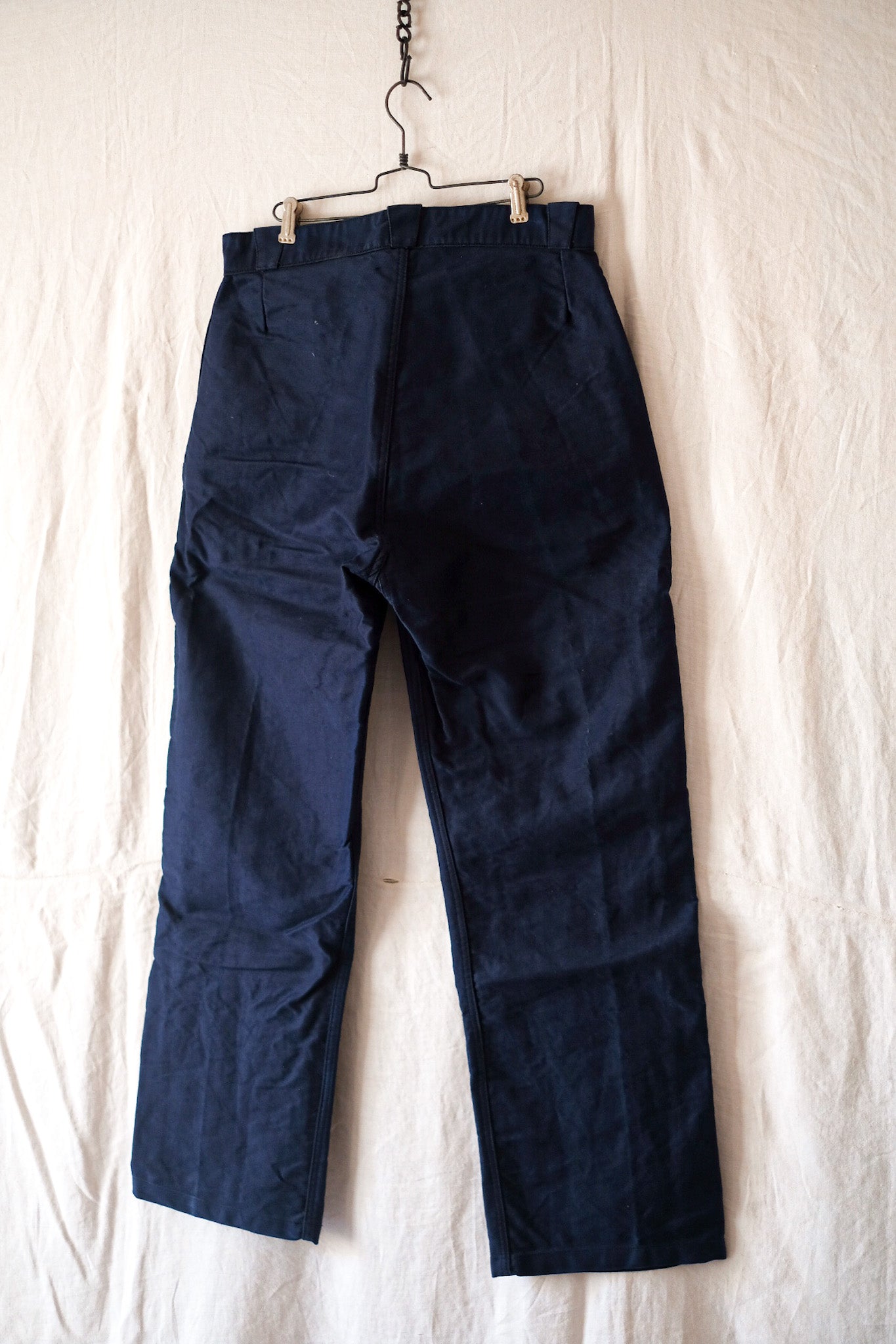 [~ 40's] Pantalon de travail de moleskin bleu vintage français "stock mort"