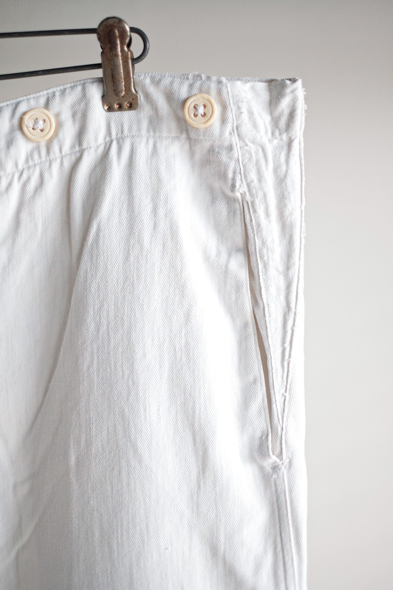 【~40's】German Vintage White Cotton Work Pants