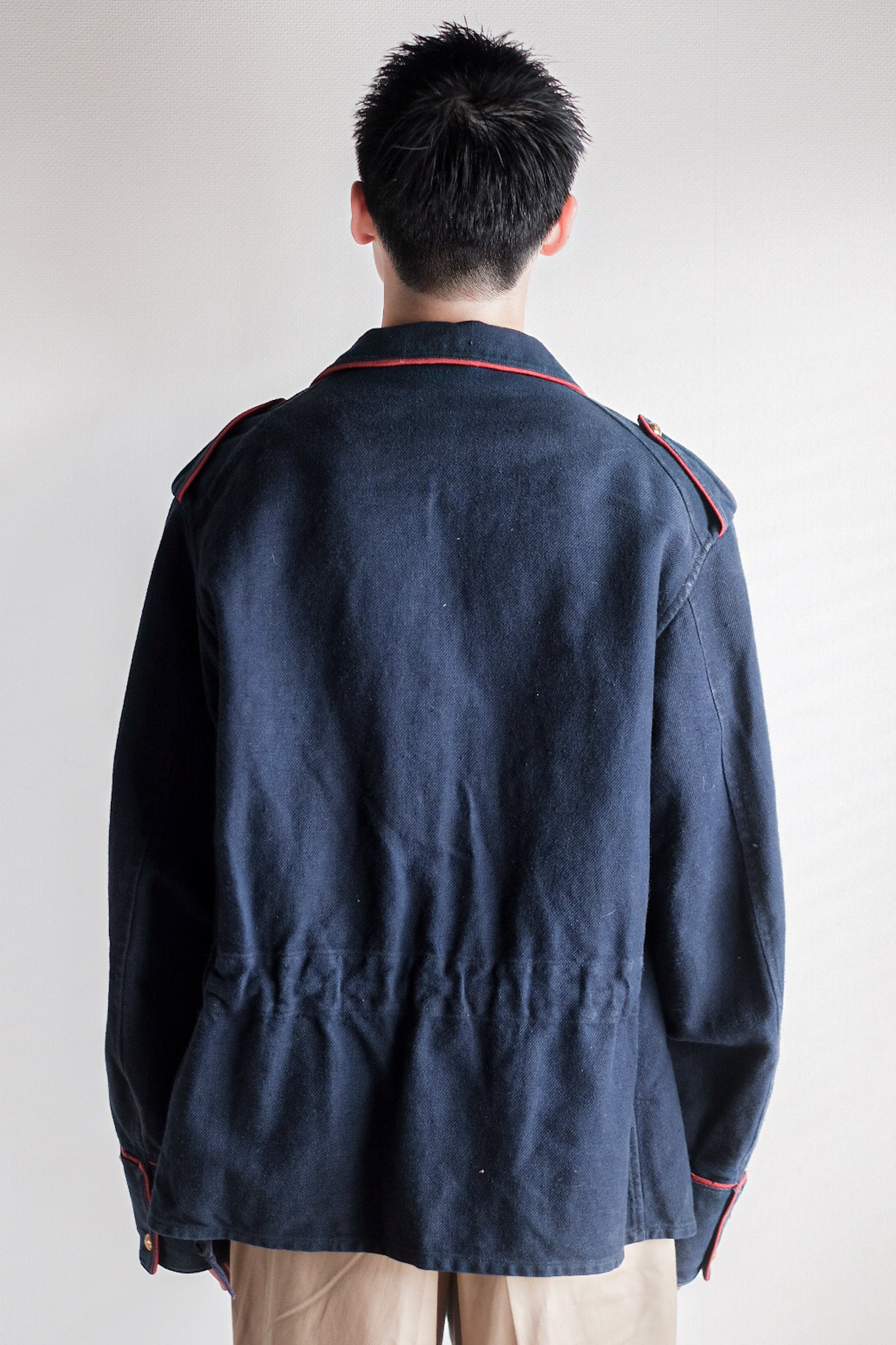 [~ 30 '] 프랑스 빈티지 인디고 코튼 트라이 소방관 재킷