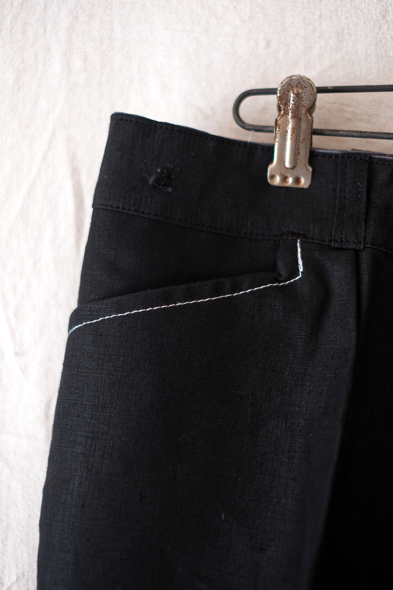 [~ 50's] กางเกงผ้าลินินสีดำวินเทจฝรั่งเศส "สต็อกตาย"