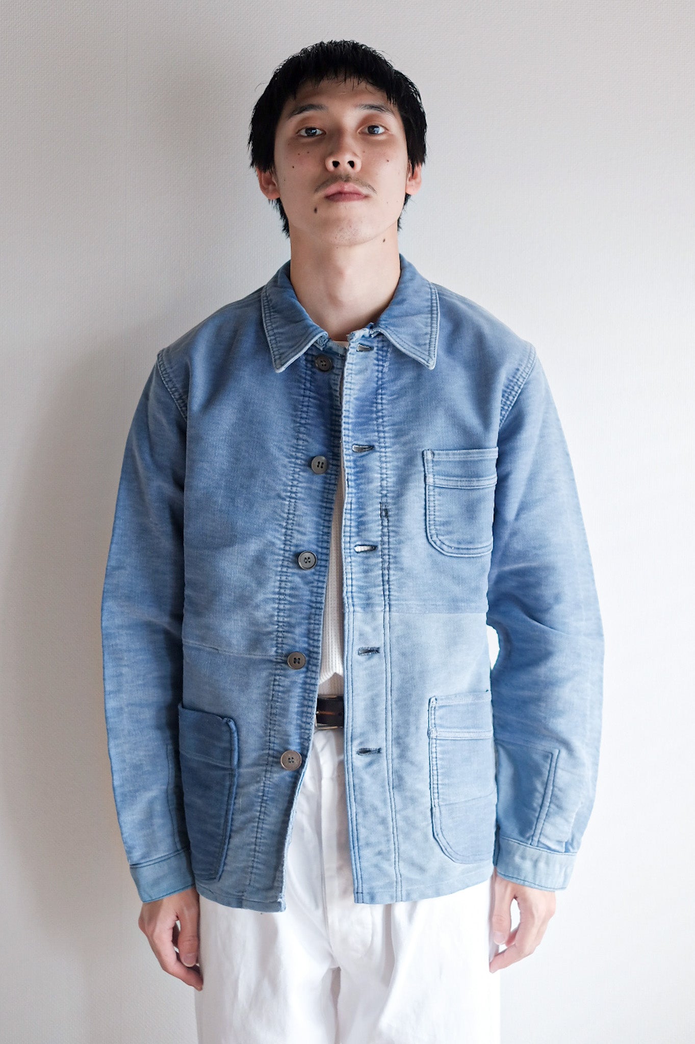 ［~50's］French Vintage Blue Moleskin Work Jacket "Le Mont St. Michel"