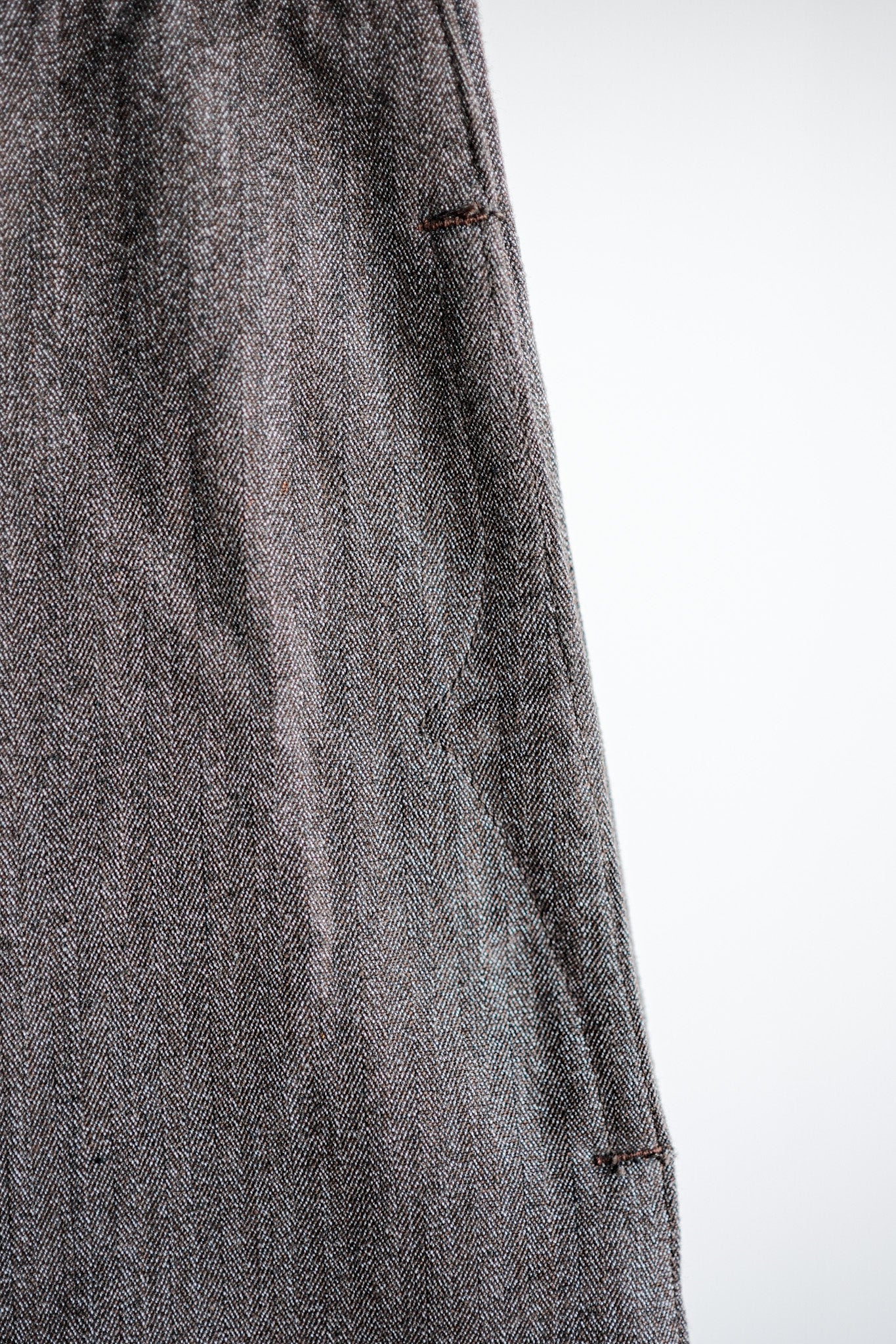 ［~20's］French Vintage Brown Salt & Pepper Cotton HBT Work Pants