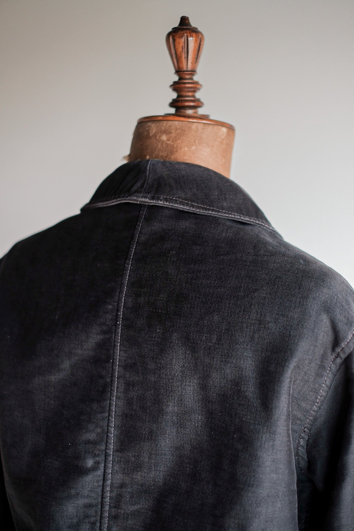 [~ 40's] French Vintage Black Moleskin Work Jacket "Le Mont St. Michel"