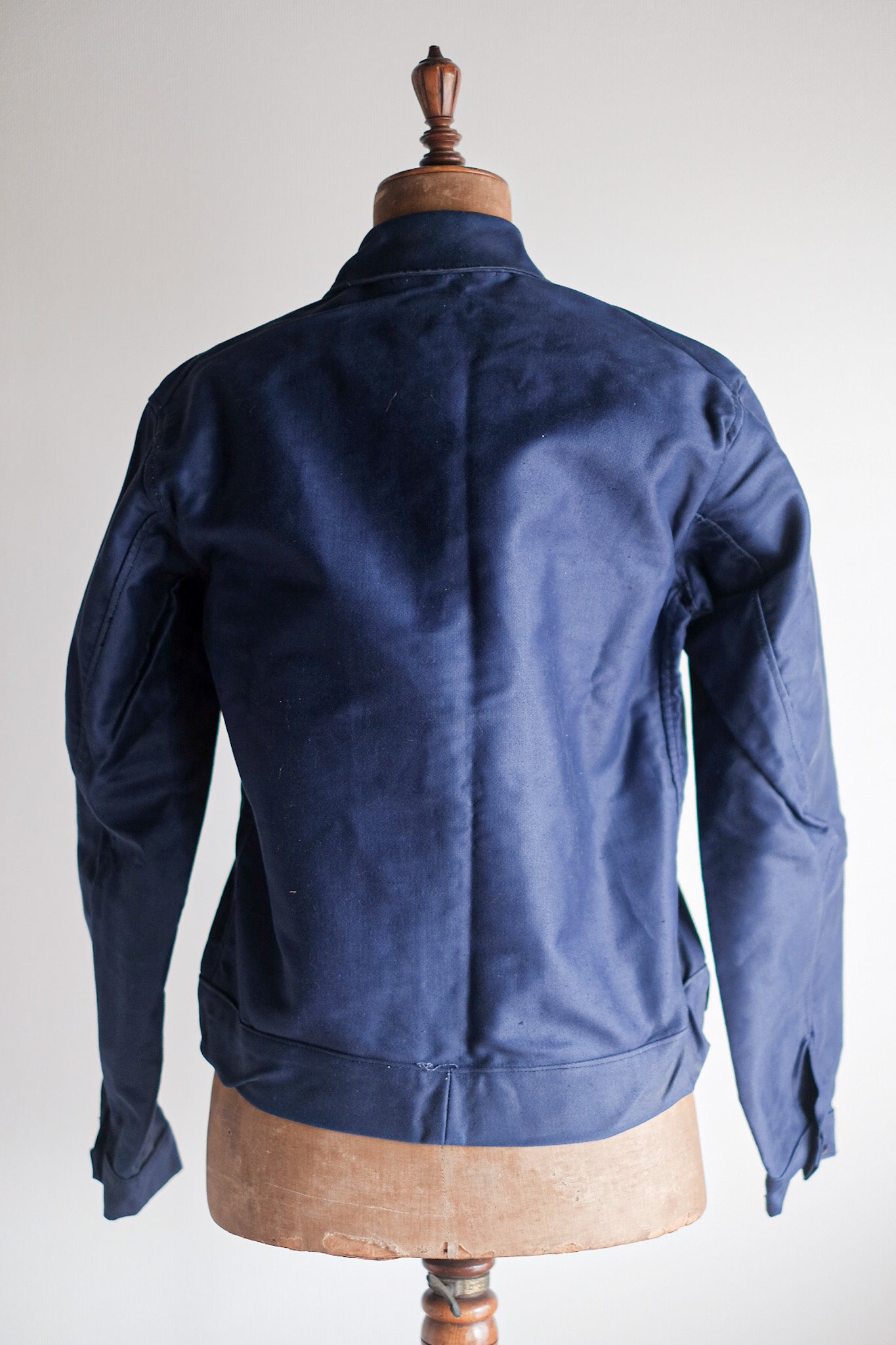 40's] French Vintage Blue Moleskin Cyclist Jacket 