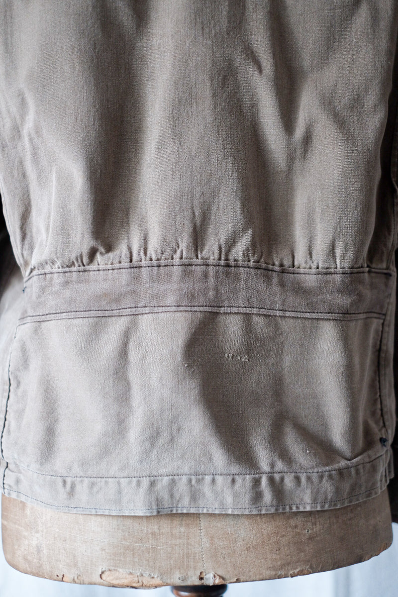 [~ 30's] ผ้าใบผ้าใบผ้าใบวินเทจฝรั่งเศสทำกลับบ้านแจ็คเก็ตทำงาน