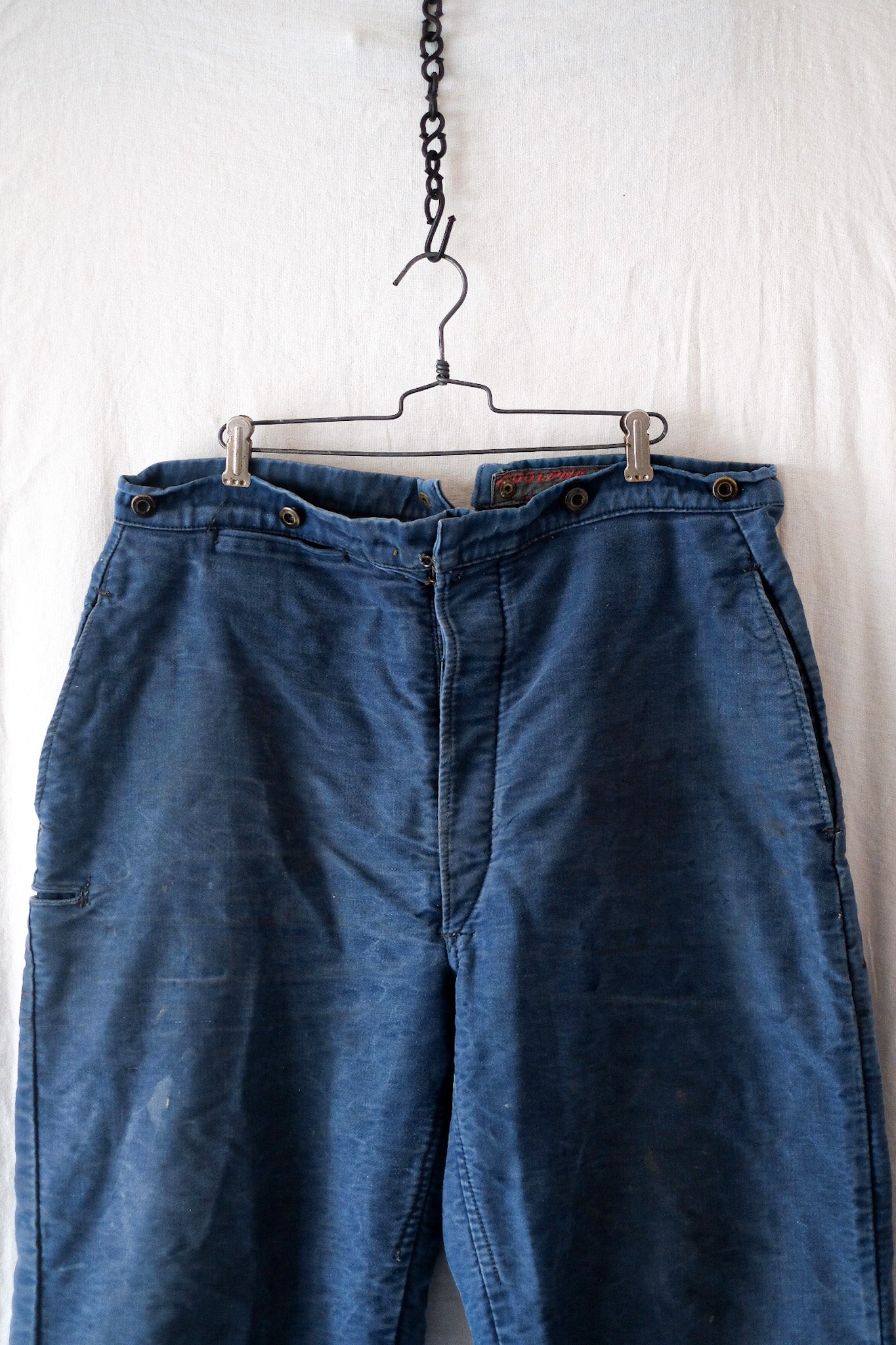 [〜30年代]法國復古藍色摩爾斯金褲子褲子“ Adolphe Lafont”